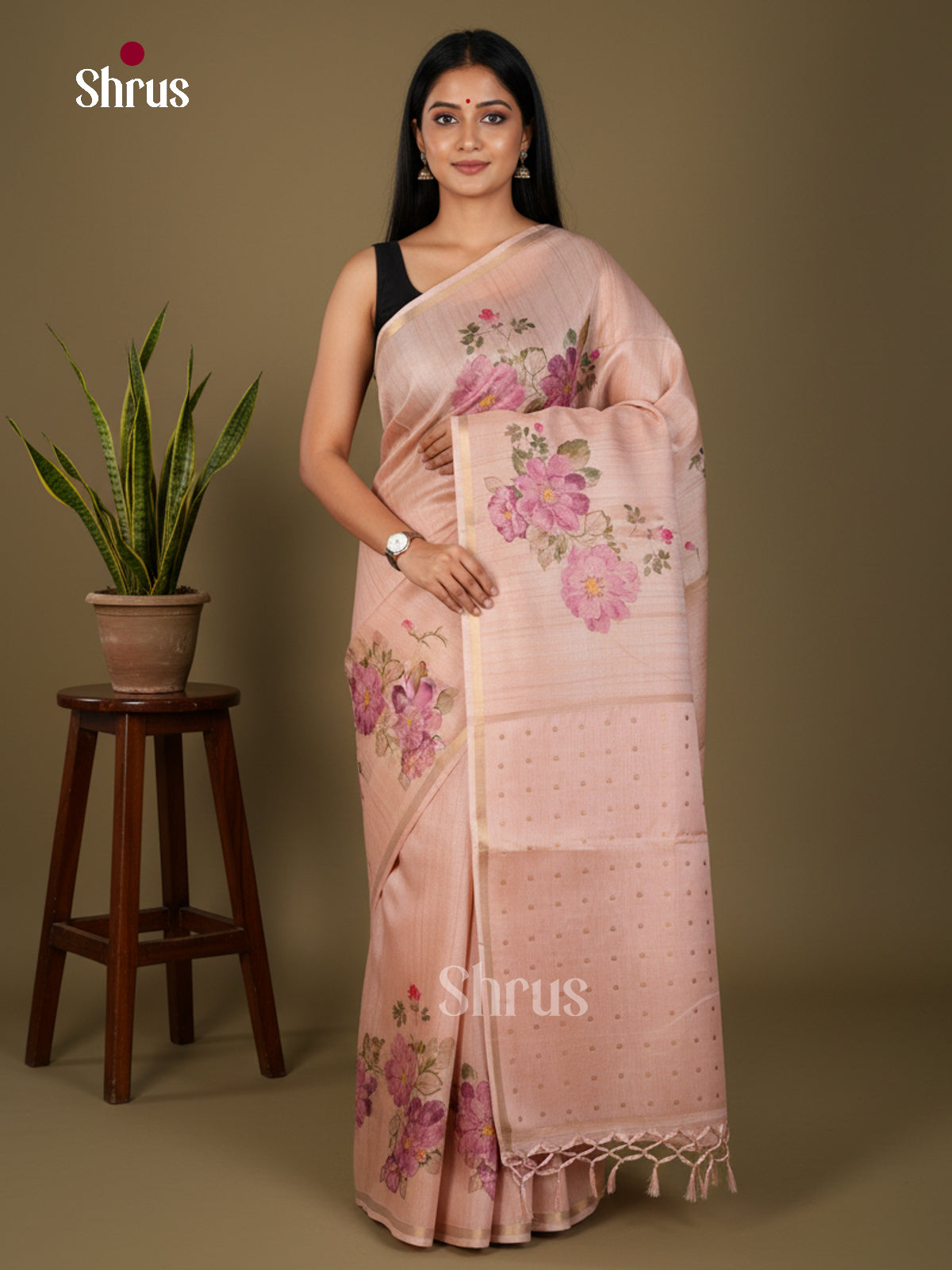 Semi Chanderi Saree - ECS02102 - Shop on Shrus.com