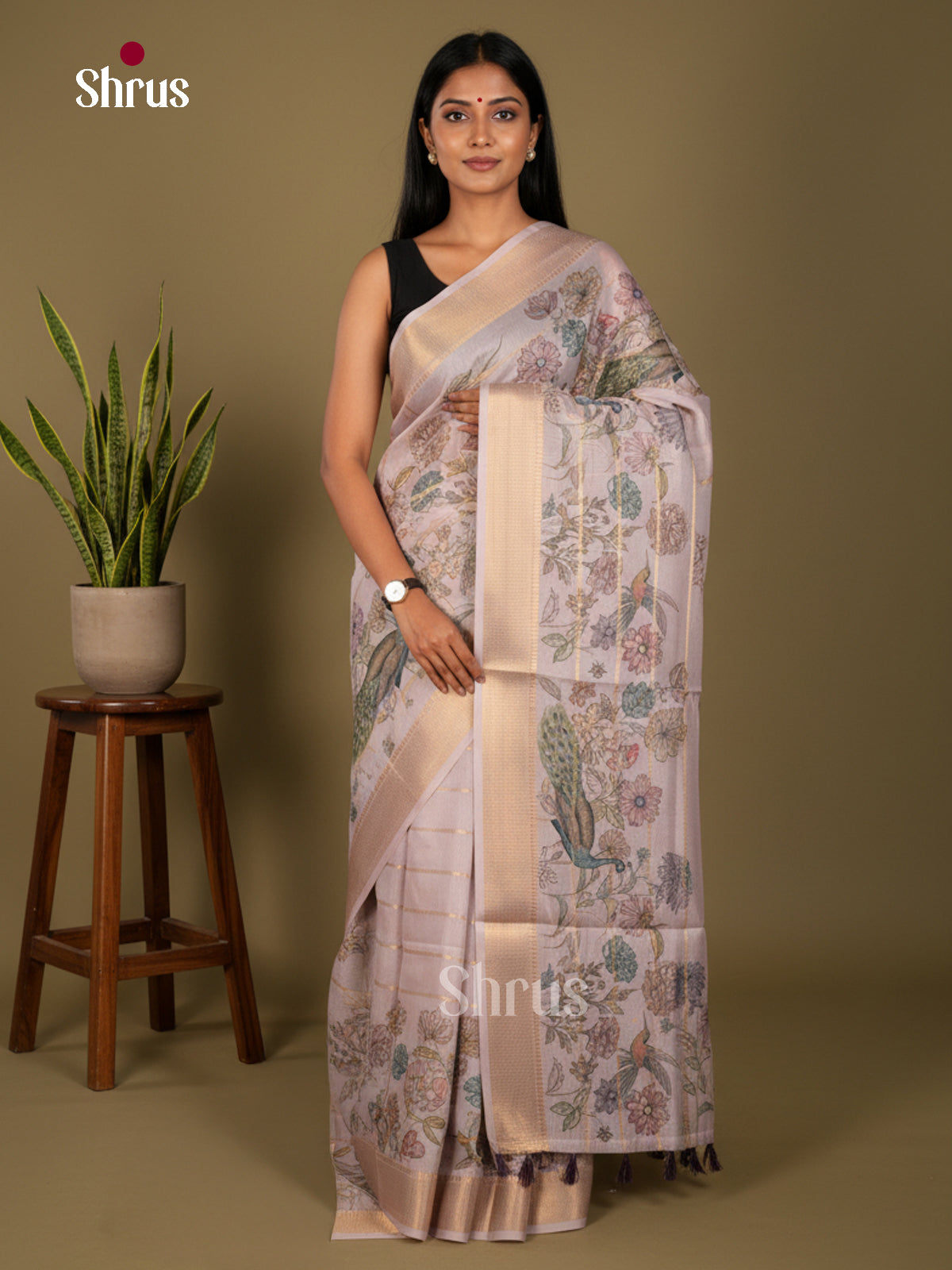 Printed Semi Tussar Saree - ECS02109 - Shop on Shrus.com