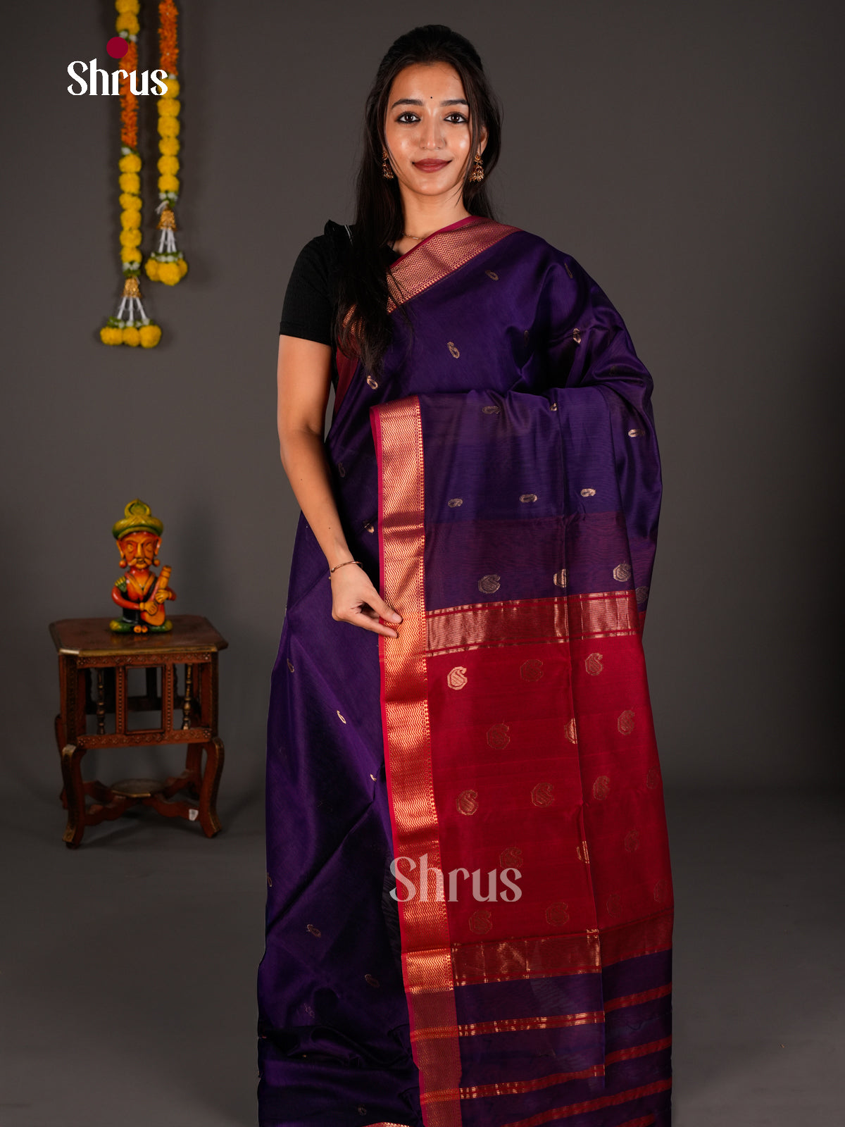 Maheshwari silkcotton Saree - ECS03015 - Shop on Shrus.com
