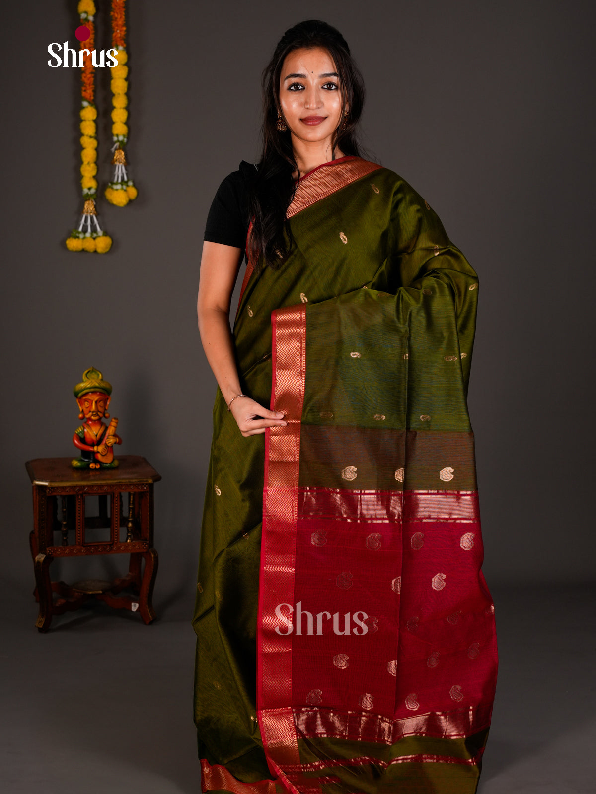 Maheshwari silkcotton Saree - ECS03016 - Shop on Shrus.com