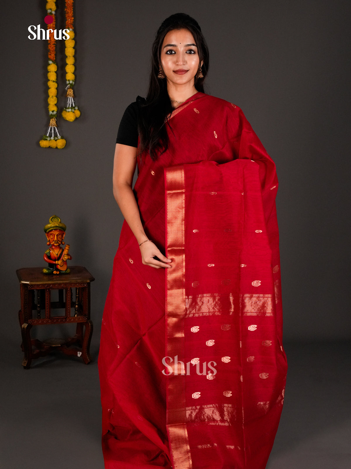 Maheshwari silkcotton Saree - ECS03017 - Shop on Shrus.com
