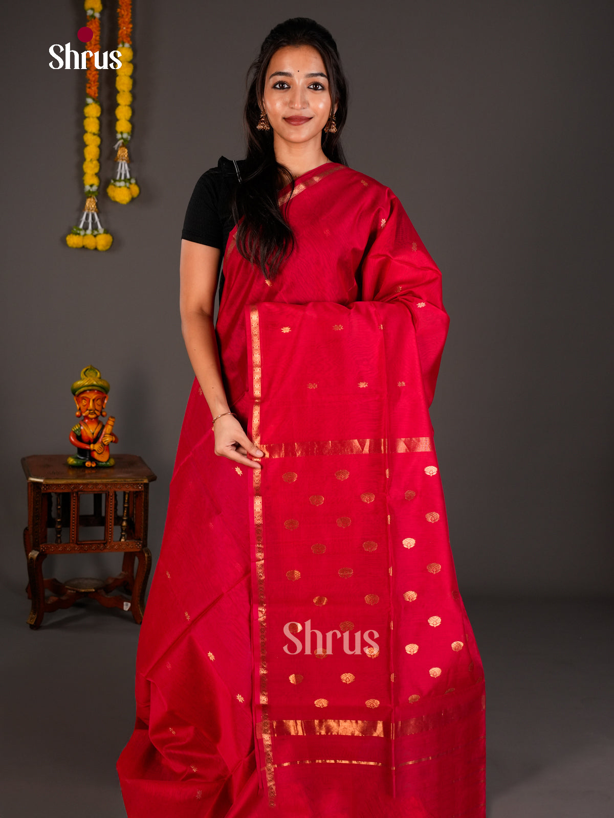Maheshwari silkcotton Saree - ECS03025 - Shop on Shrus.com