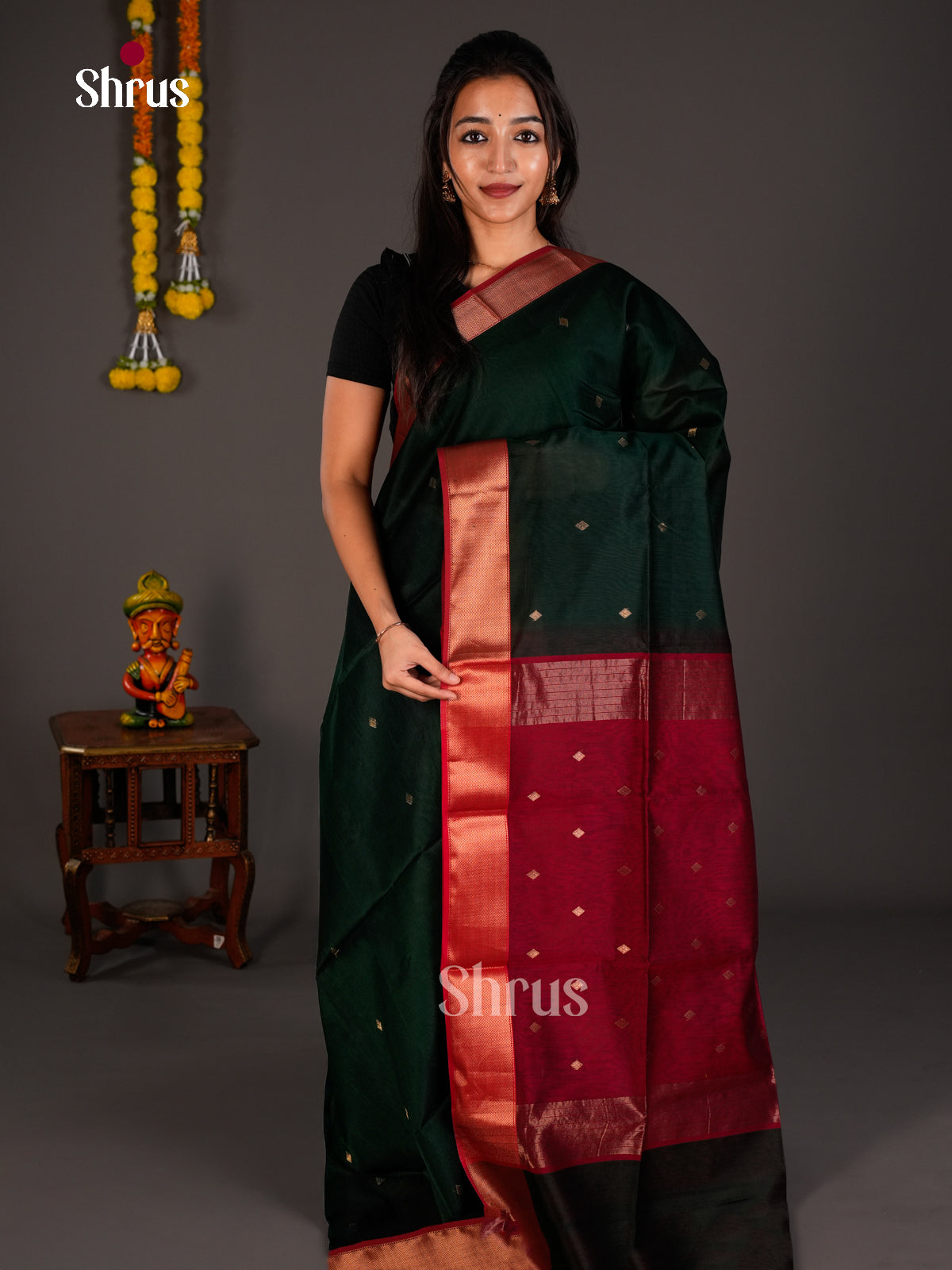 Maheshwari silkcotton Saree - ECS03041 - Shop on Shrus.com