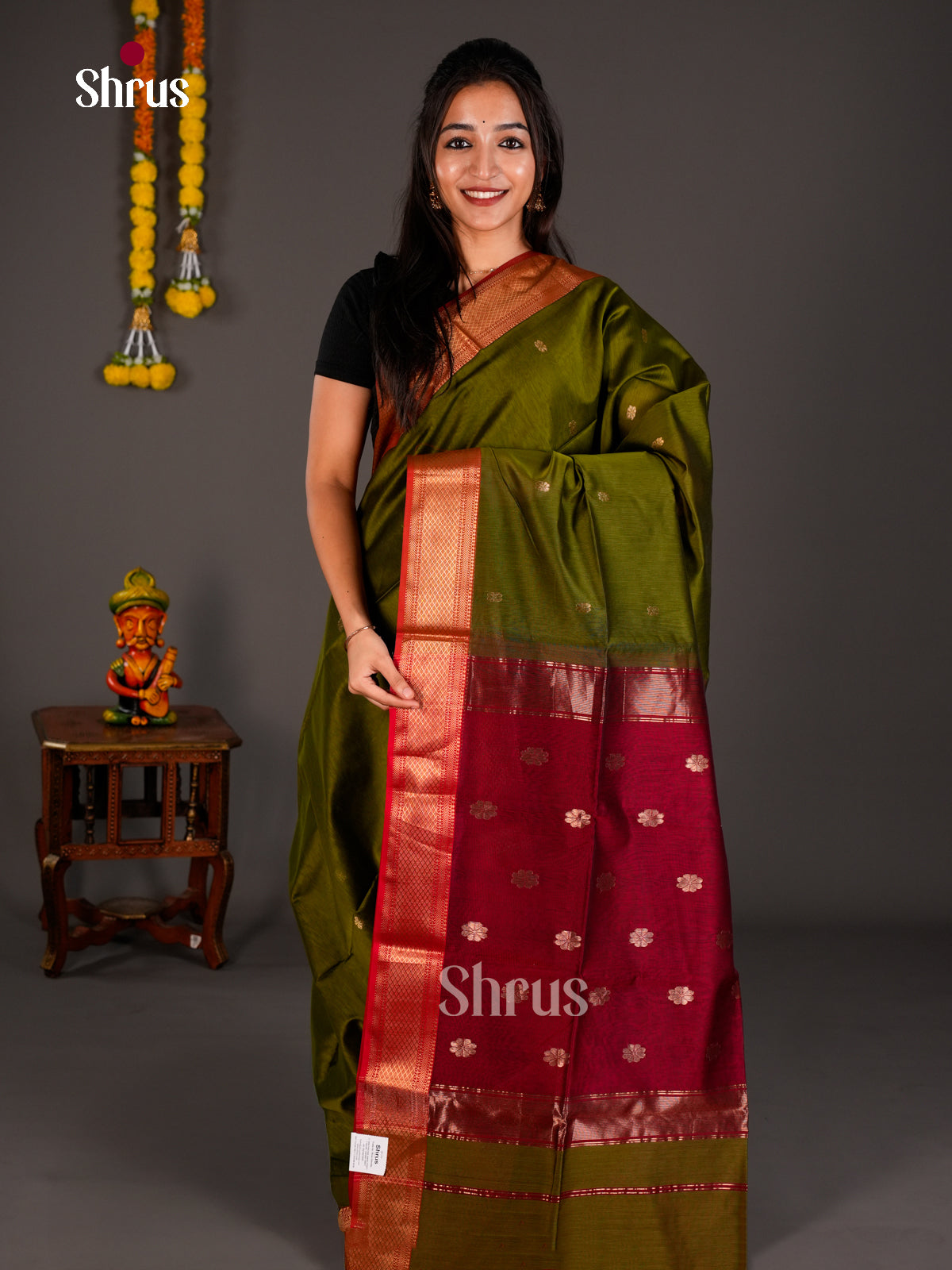 Maheshwari silkcotton Saree - ECS03052 - Shop on Shrus.com