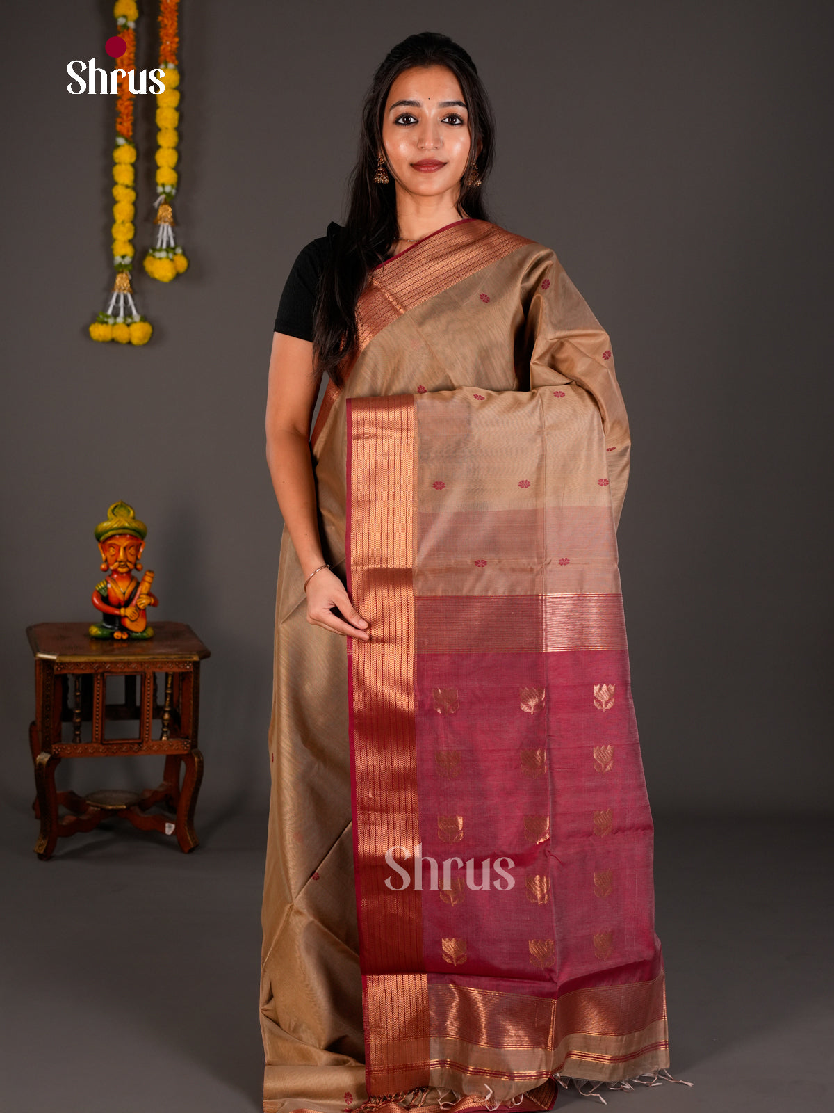 Maheshwari silkcotton Saree - ECS03059 - Shop on Shrus.com
