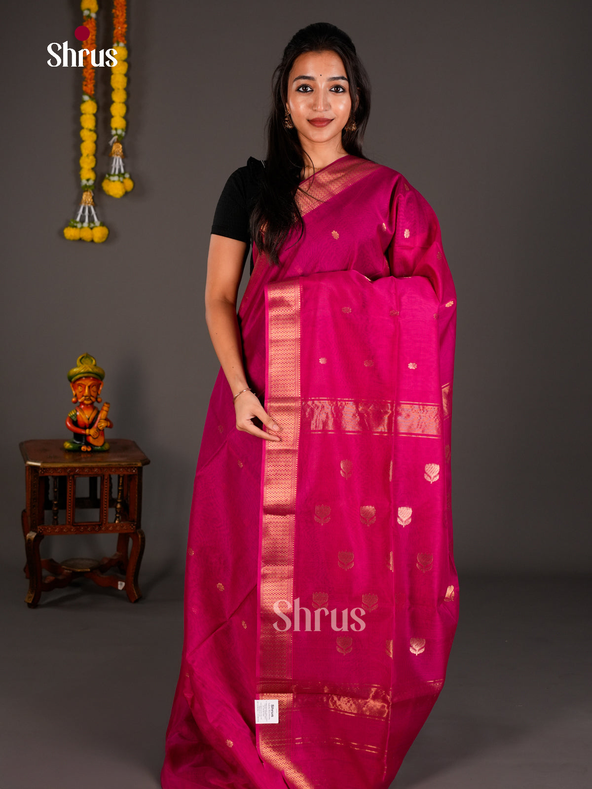 Maheshwari silkcotton Saree - ECS03065 - Shop on Shrus.com