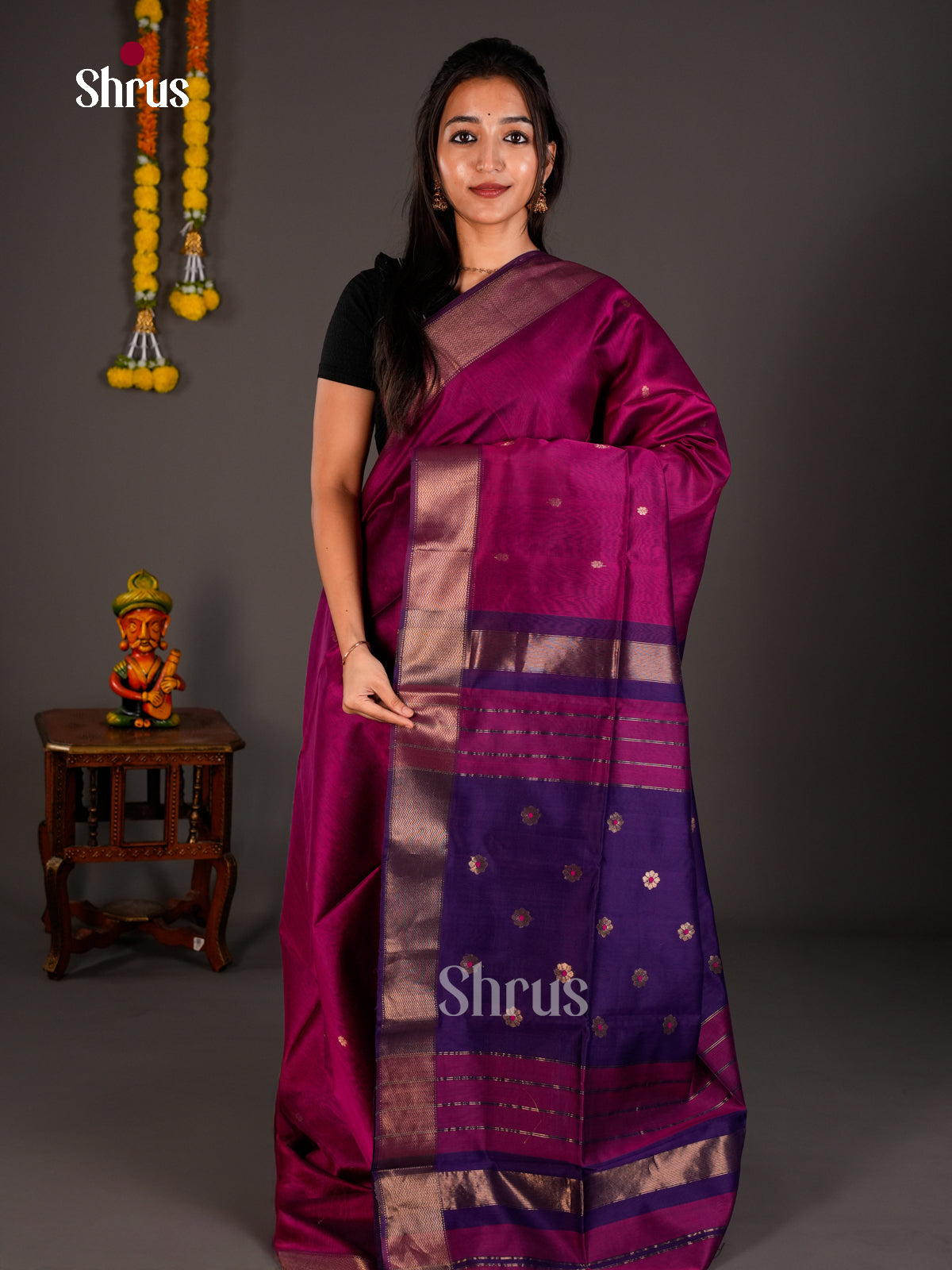 Maheshwari silkcotton Saree - ECS03072 - Shop on Shrus.com