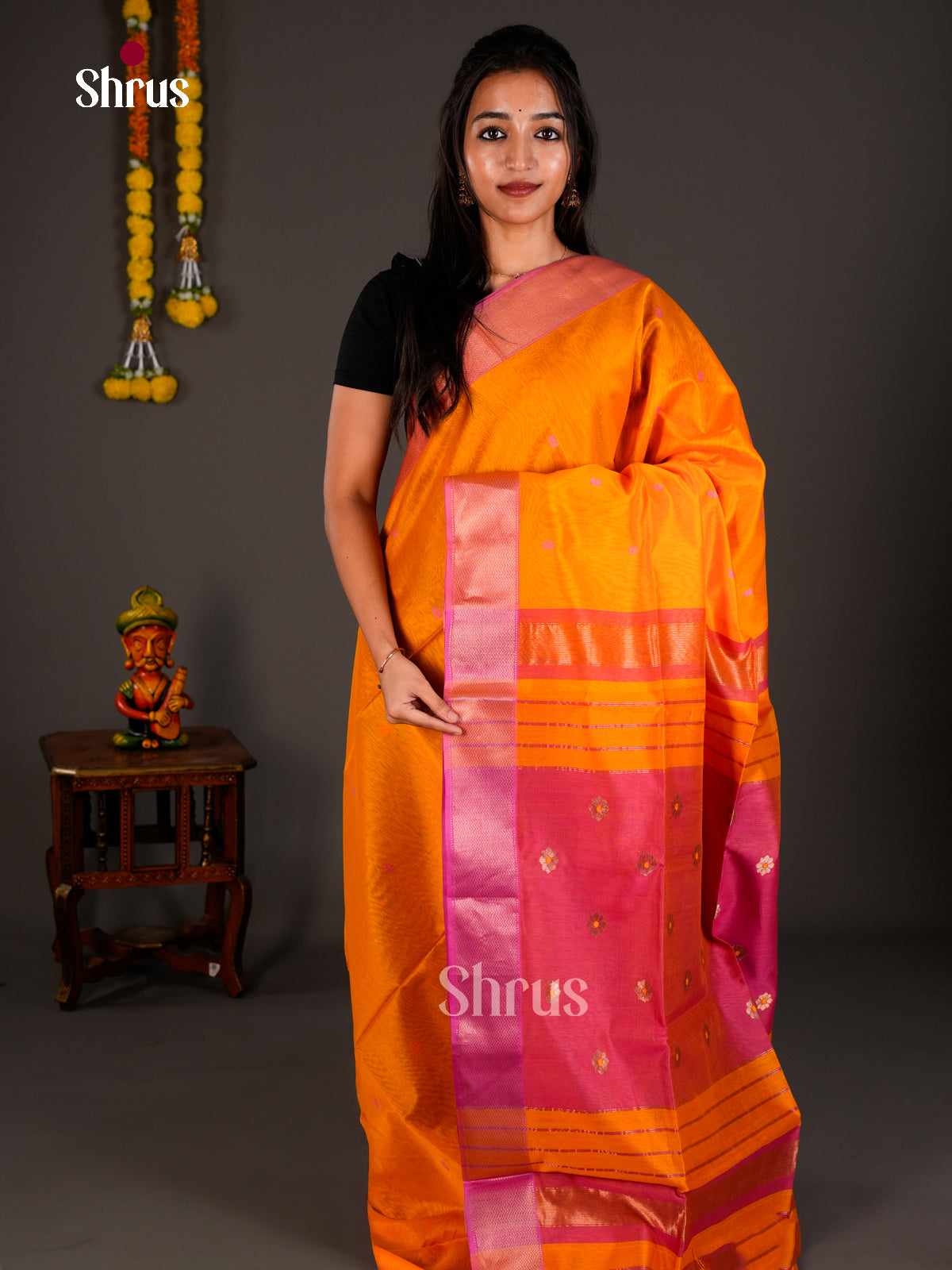 Maheshwari silkcotton Saree - ECS03073 - Shop on Shrus.com