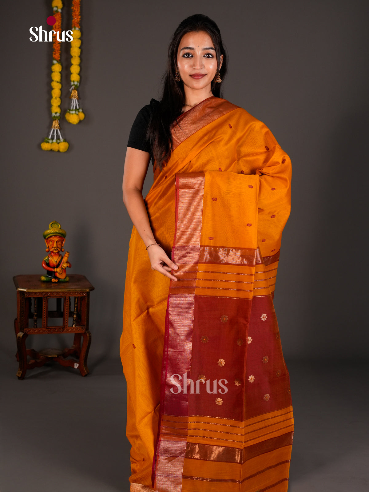 Maheshwari silkcotton Saree - ECS03074 - Shop on Shrus.com