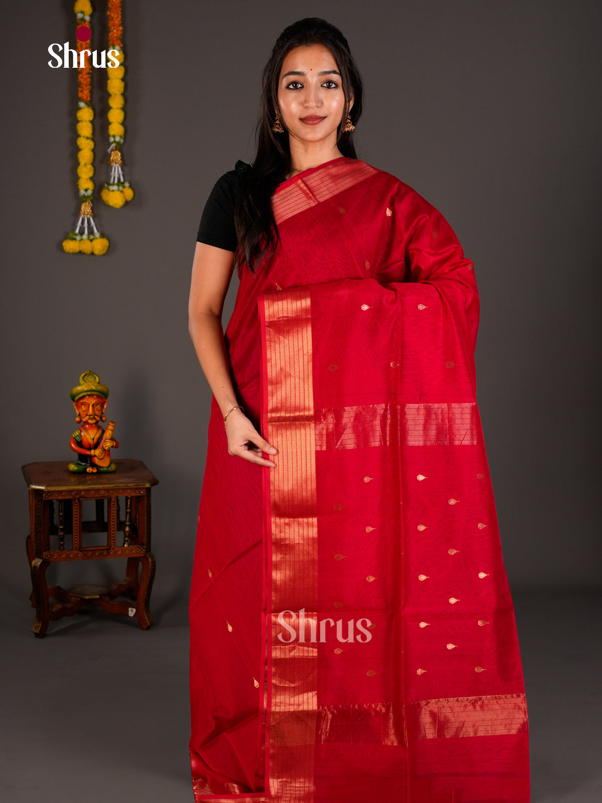 Maheshwari silkcotton Saree - ECS03080 - Shop on Shrus.com