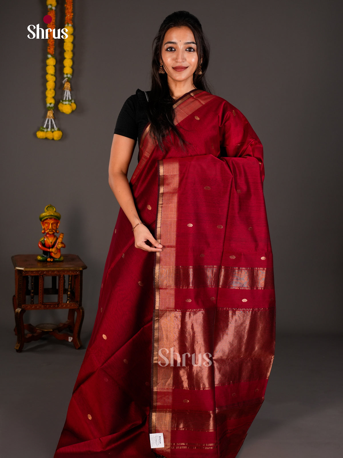 Maheshwari silkcotton Saree - ECS03096 - Shop on Shrus.com