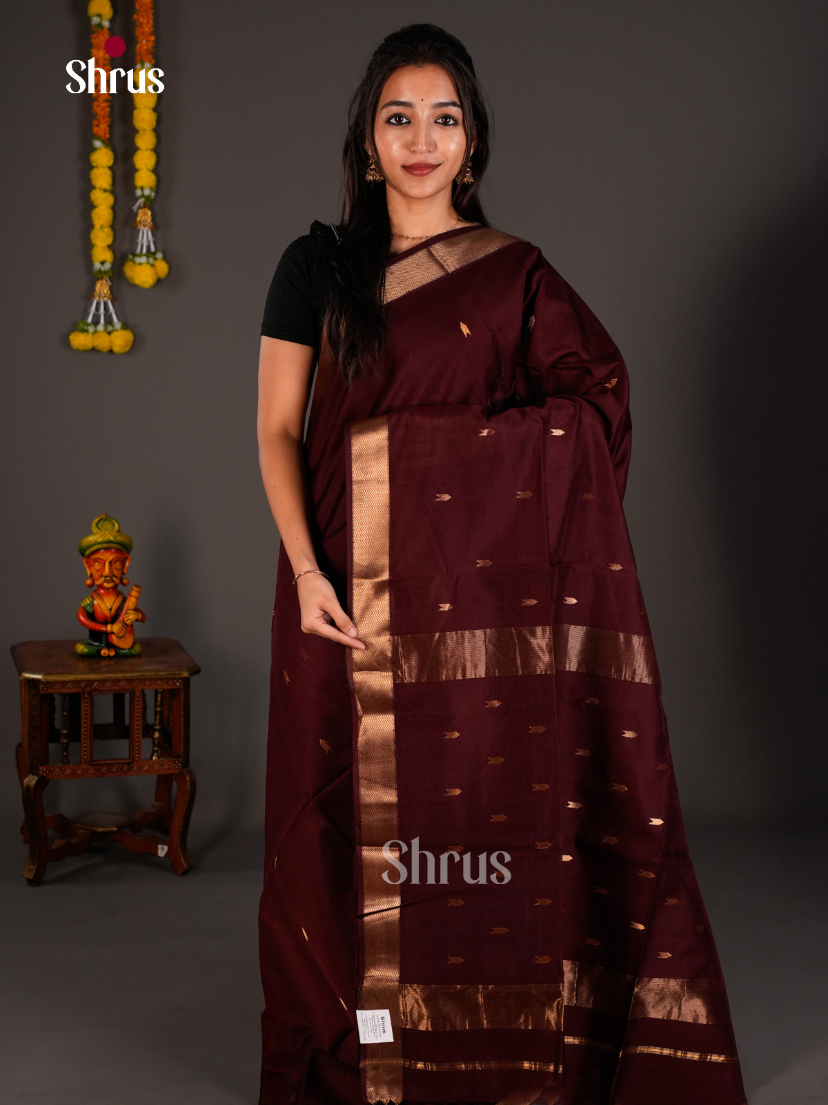 Maheshwari silkcotton Saree - ECS03129 - Shop on Shrus.com