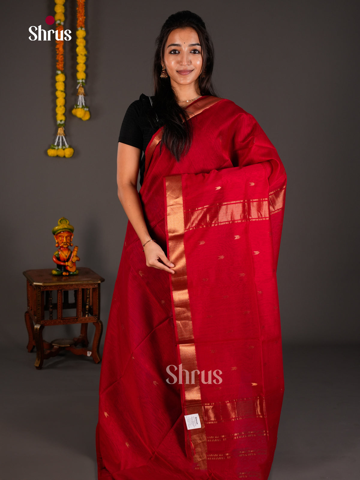Maheshwari silkcotton Saree - ECS03130 - Shop on Shrus.com