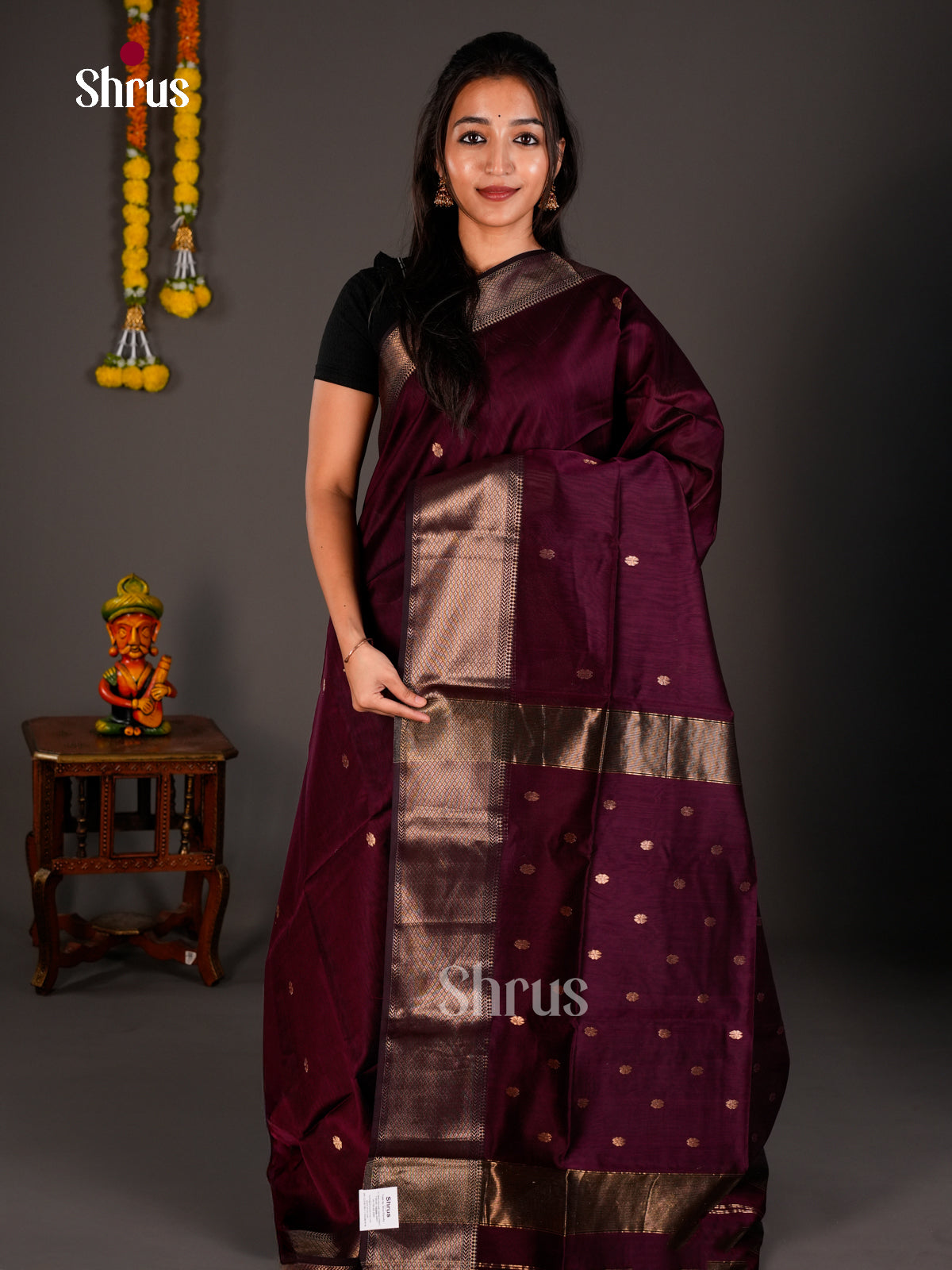 Maheshwari silkcotton Saree - ECS03134 - Shop on Shrus.com