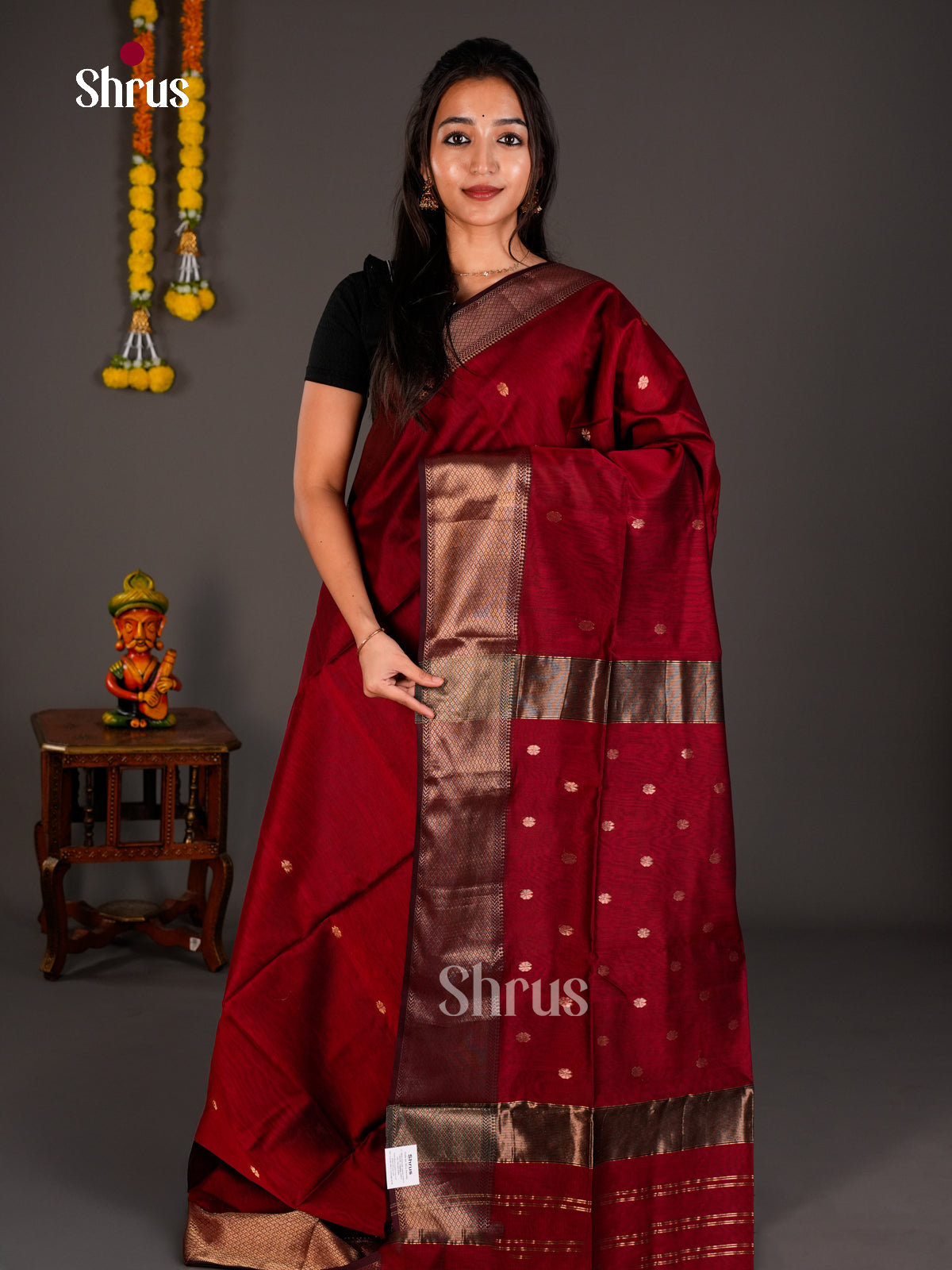 Maheshwari silkcotton Saree - ECS03142 - Shop on Shrus.com