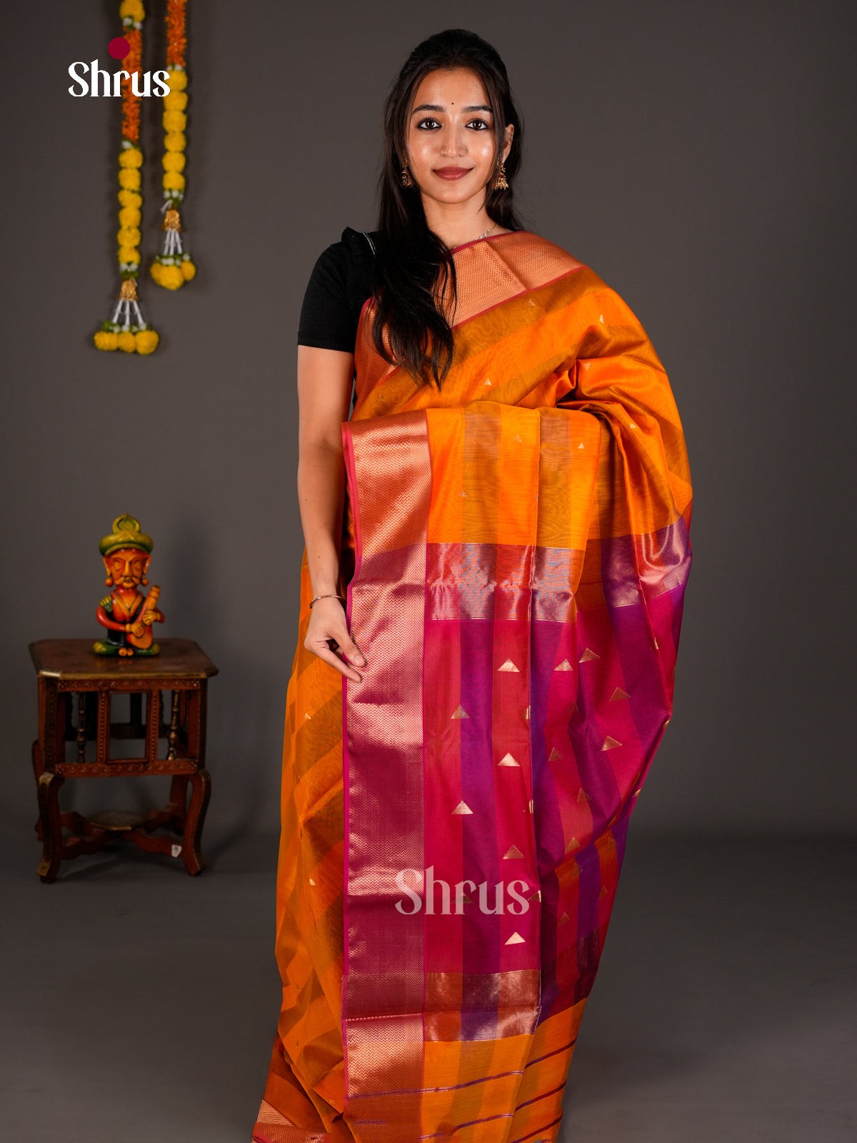 Maheshwari silkcotton Saree - ECS03148 - Shop on Shrus.com