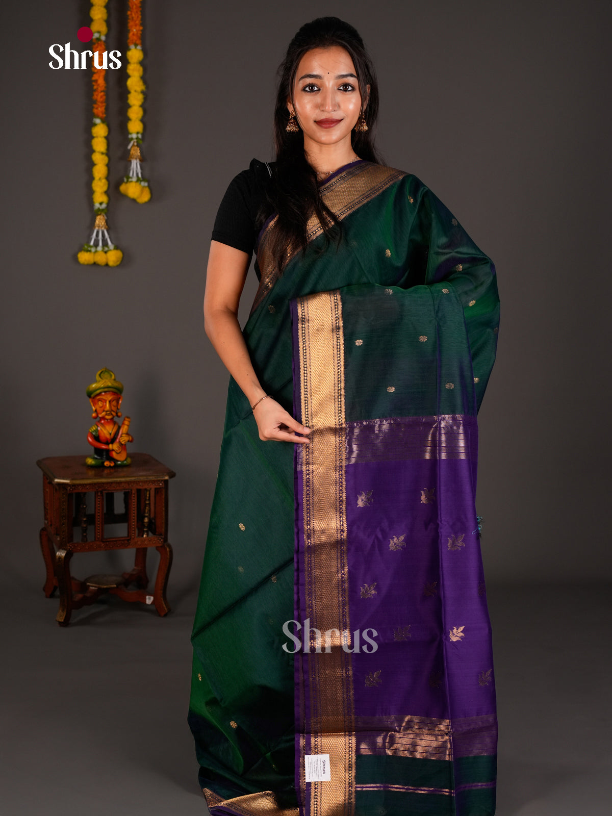 Maheshwari silkcotton Saree - ECS03157 - Shop on Shrus.com
