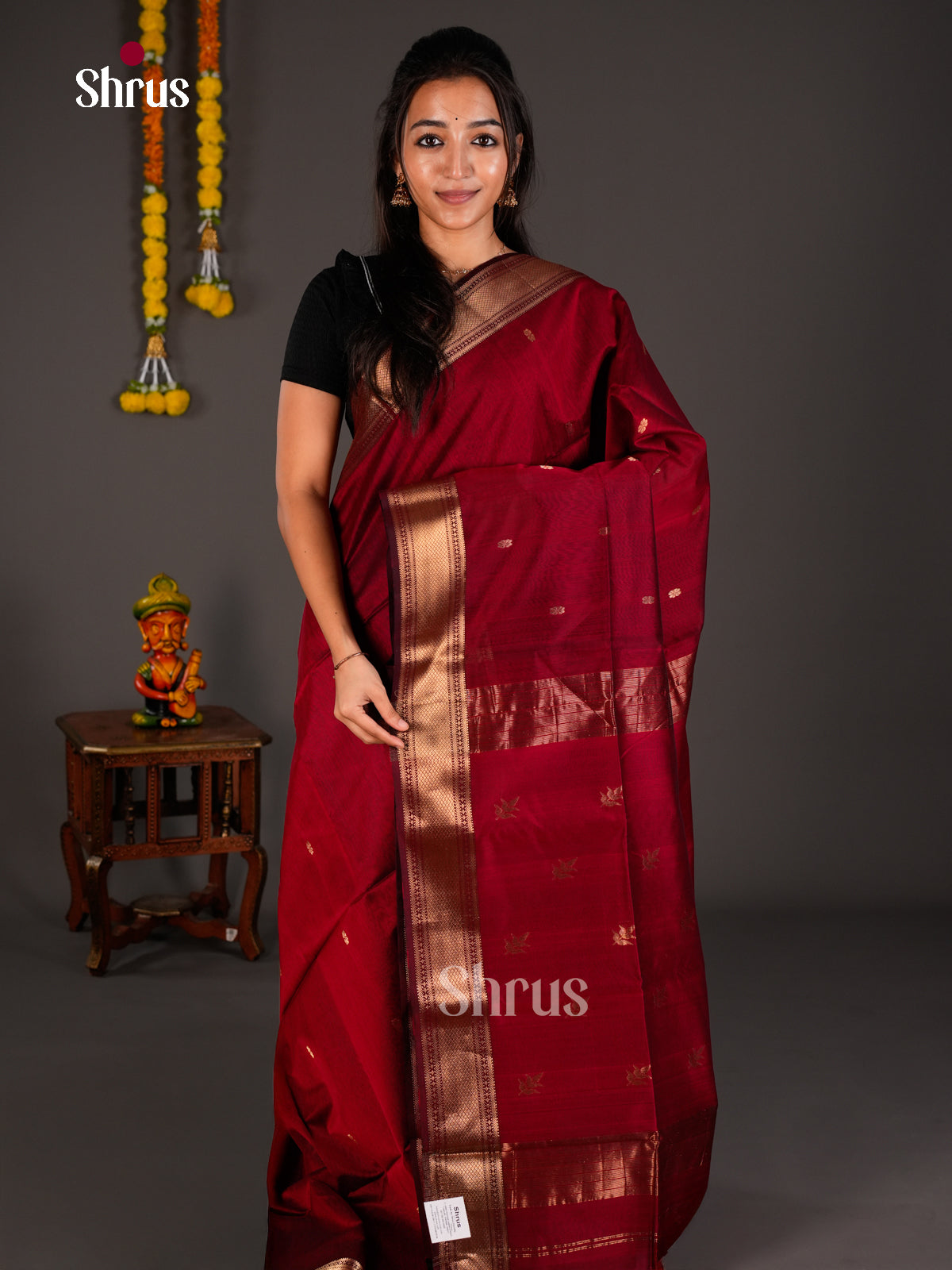 Maheshwari silkcotton Saree - ECS03161 - Shop on Shrus.com