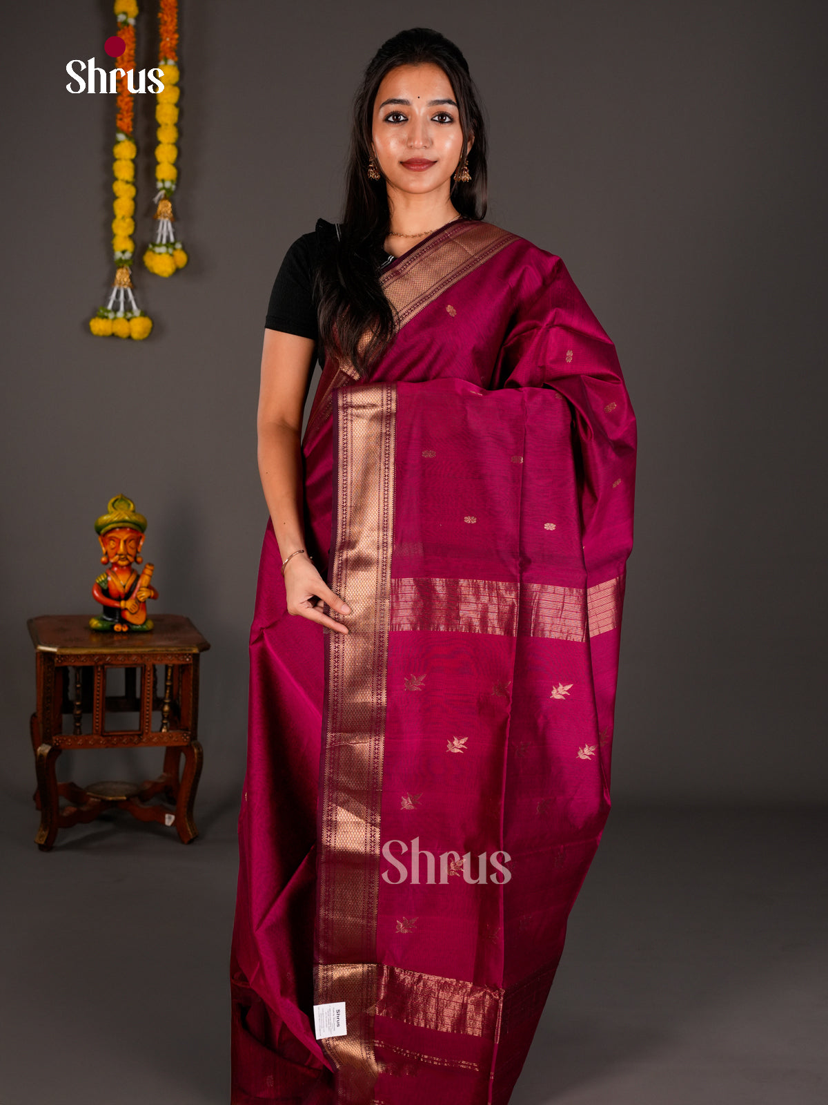Maheshwari silkcotton Saree - ECS03162 - Shop on Shrus.com