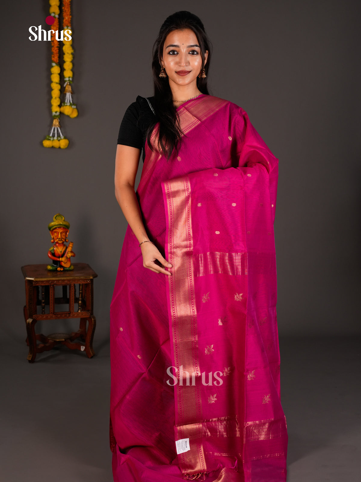 Maheshwari silkcotton Saree - ECS03164 - Shop on Shrus.com