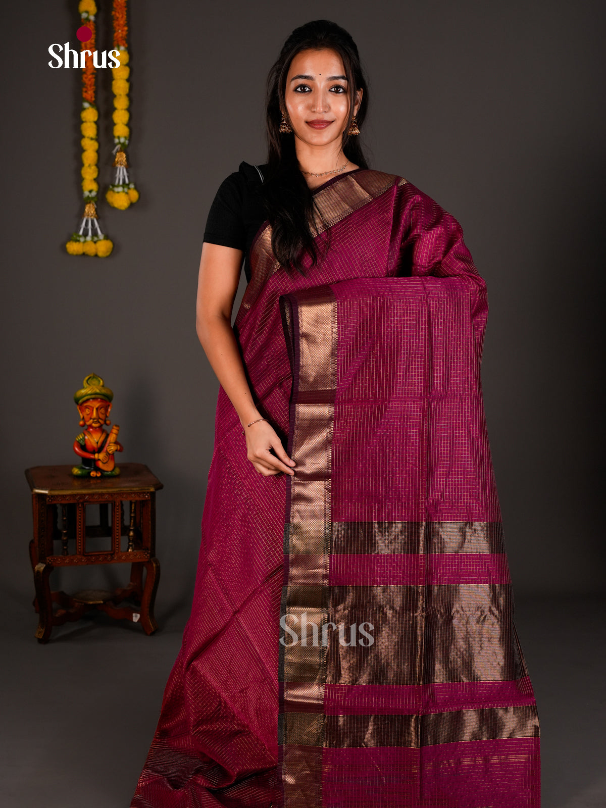 Maheshwari silkcotton Saree - ECS03184 - Shop on Shrus.com