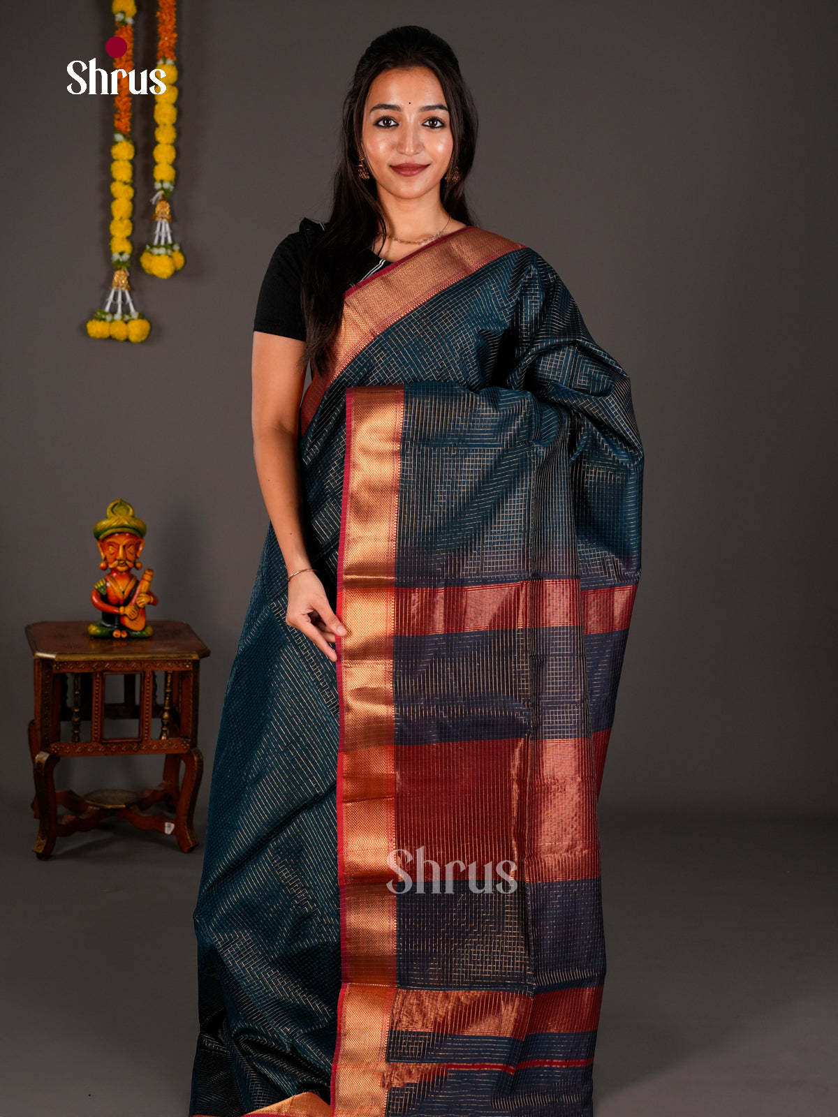Maheshwari silkcotton Saree - ECS03208 - Shop on Shrus.com
