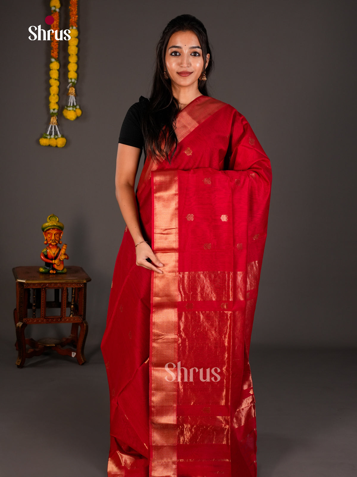 Maheshwari silkcotton Saree - ECS03221 - Shop on Shrus.com