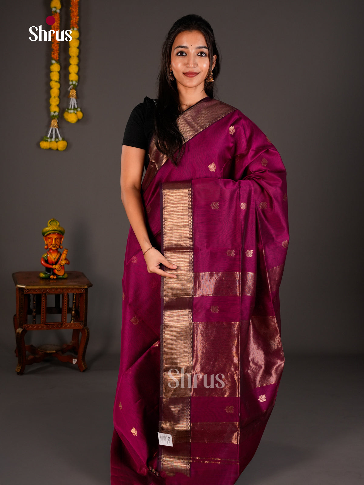 Maheshwari silkcotton Saree - ECS03224 - Shop on Shrus.com