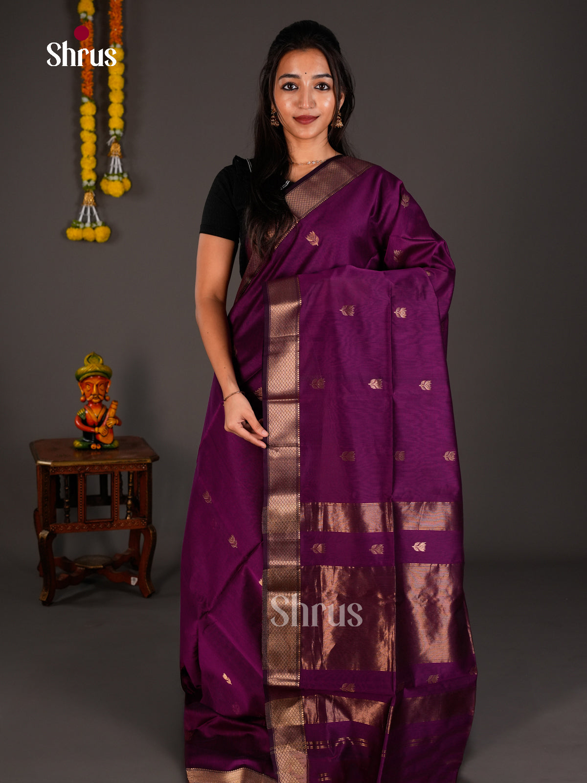 Maheshwari silkcotton Saree - ECS03225 - Shop on Shrus.com