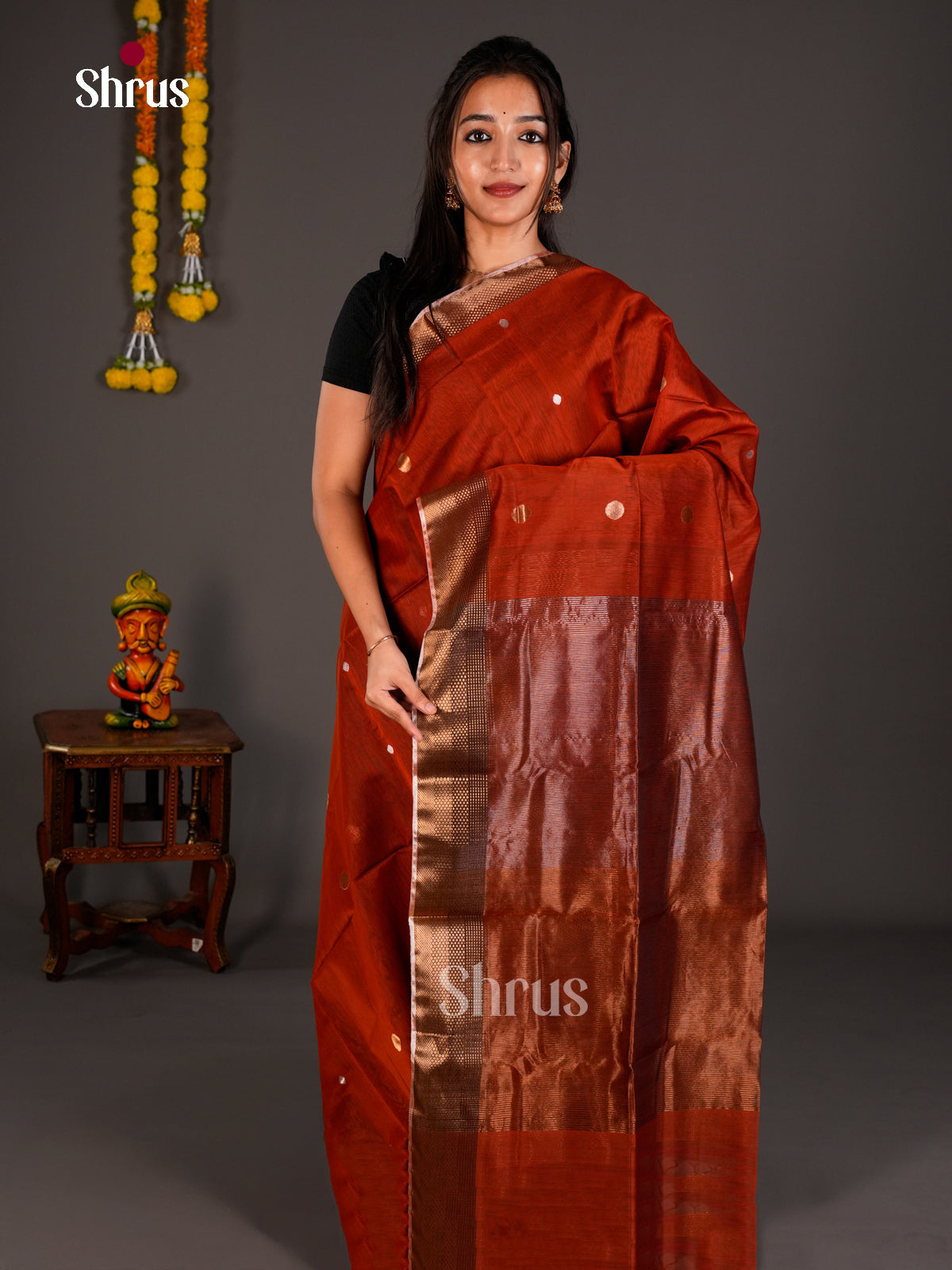 Maheshwari silkcotton Saree - ECS03230 - Shop on Shrus.com