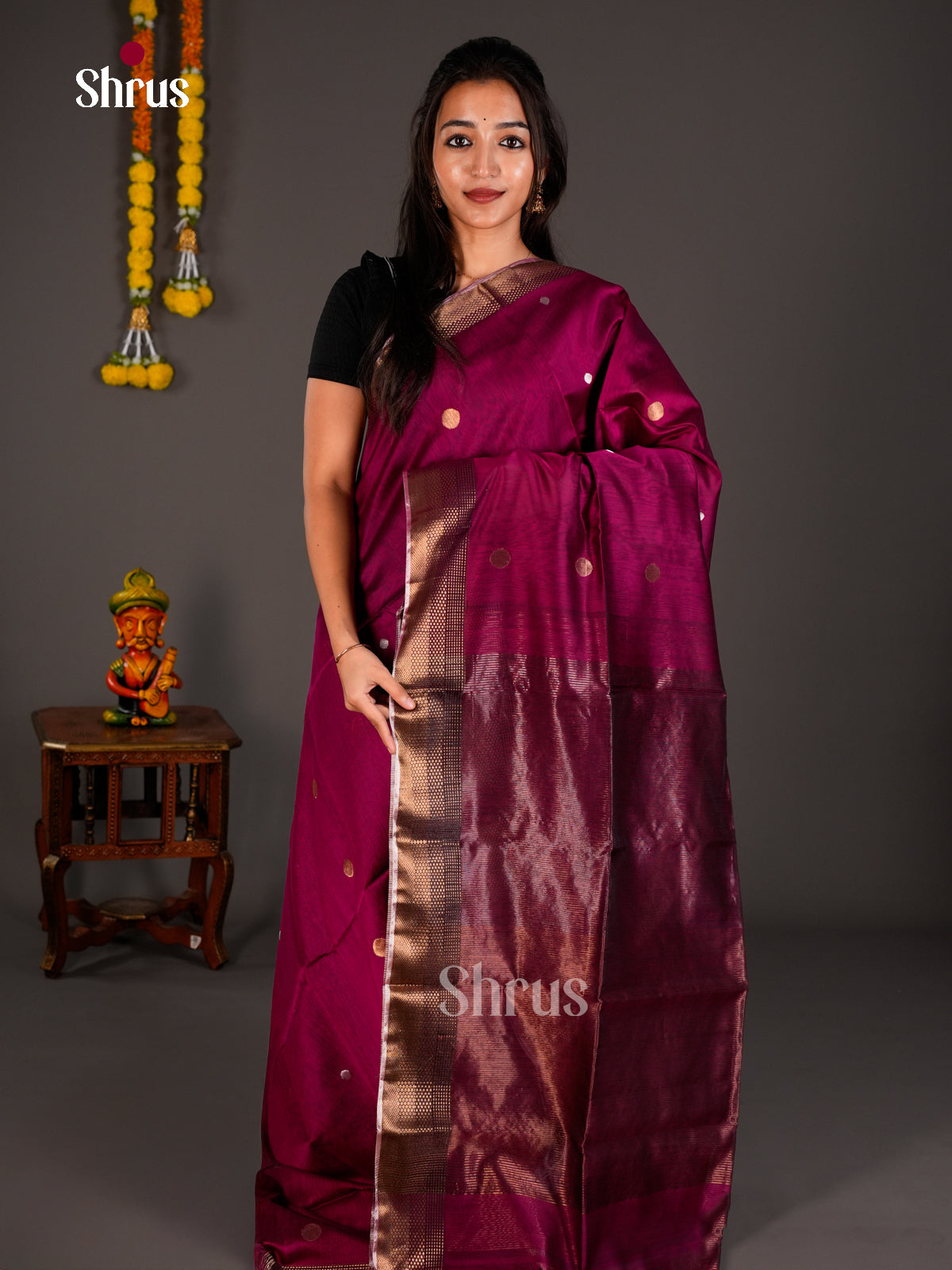 Maheshwari silkcotton Saree - ECS03233 - Shop on Shrus.com