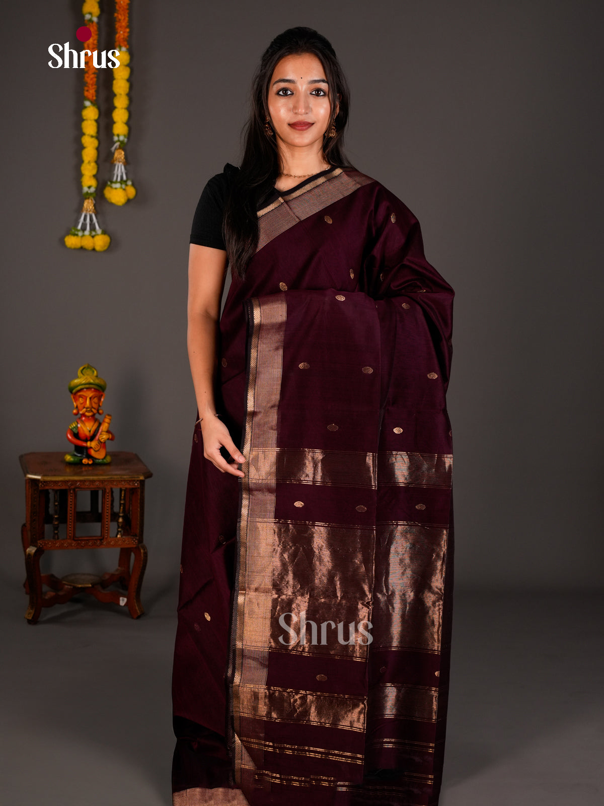 Maheshwari silkcotton Saree - ECS03236 - Shop on Shrus.com