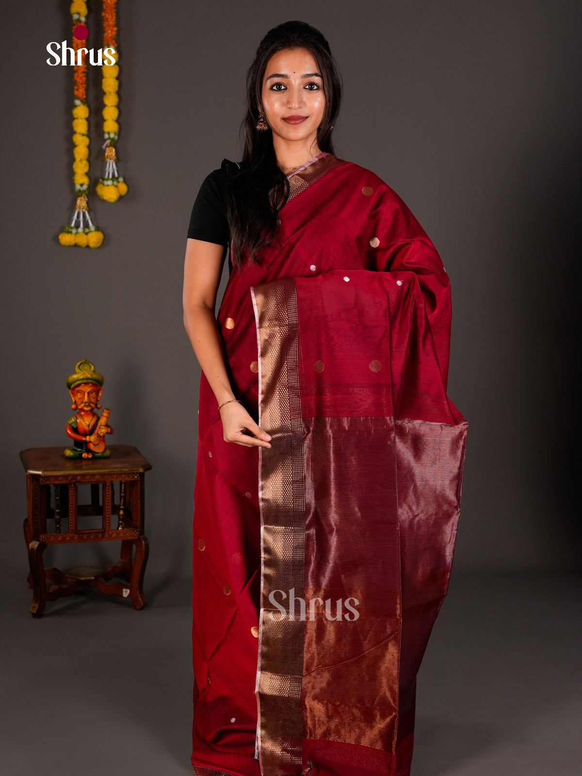 Maheshwari silkcotton Saree - ECS03237 - Shop on Shrus.com