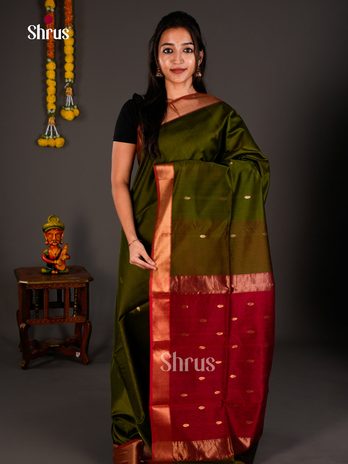 Maheshwari silkcotton Saree - ECS03244 - Shop on Shrus.com