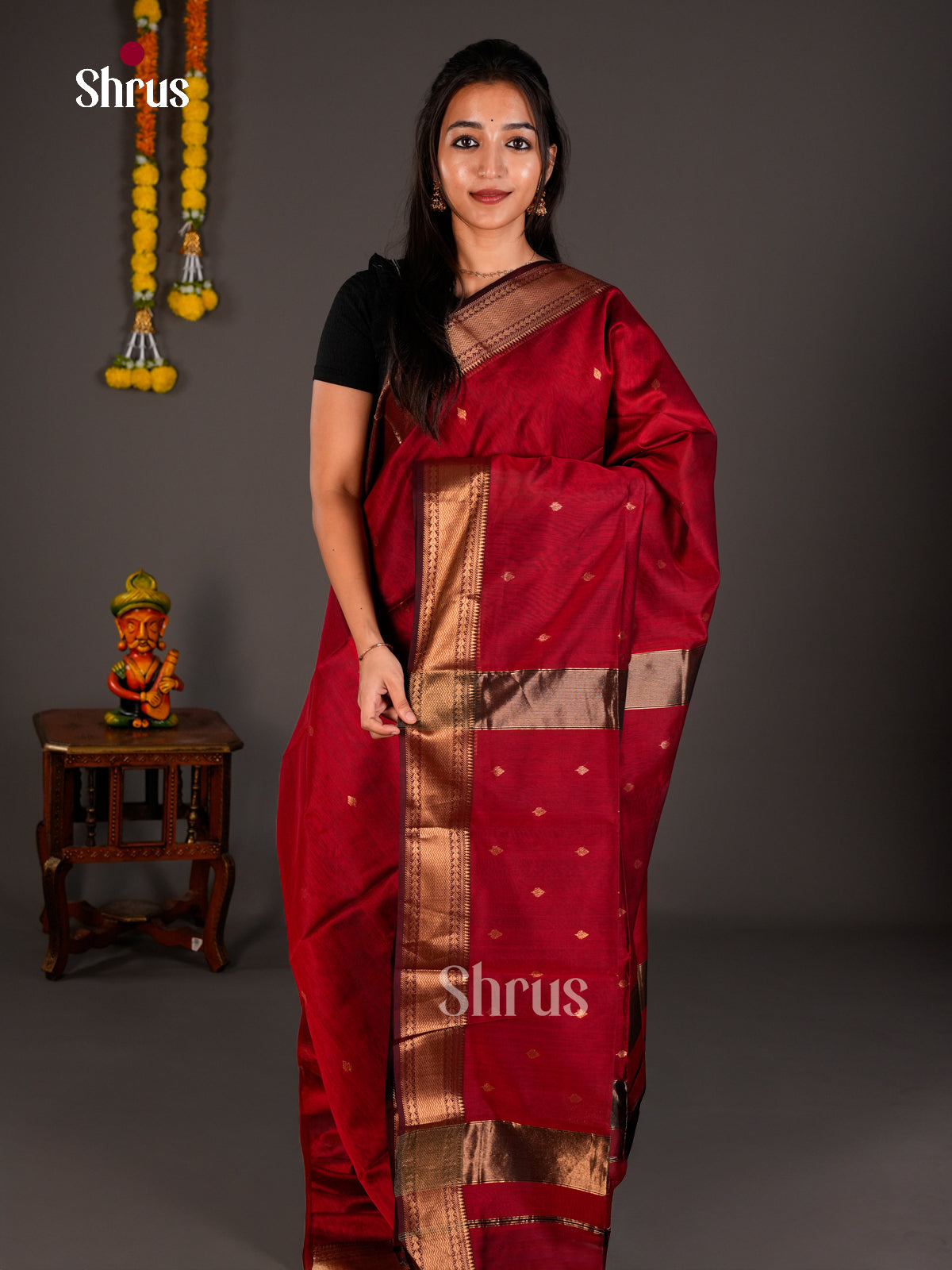 Maheshwari silkcotton Saree - ECS03282 - Shop on Shrus.com