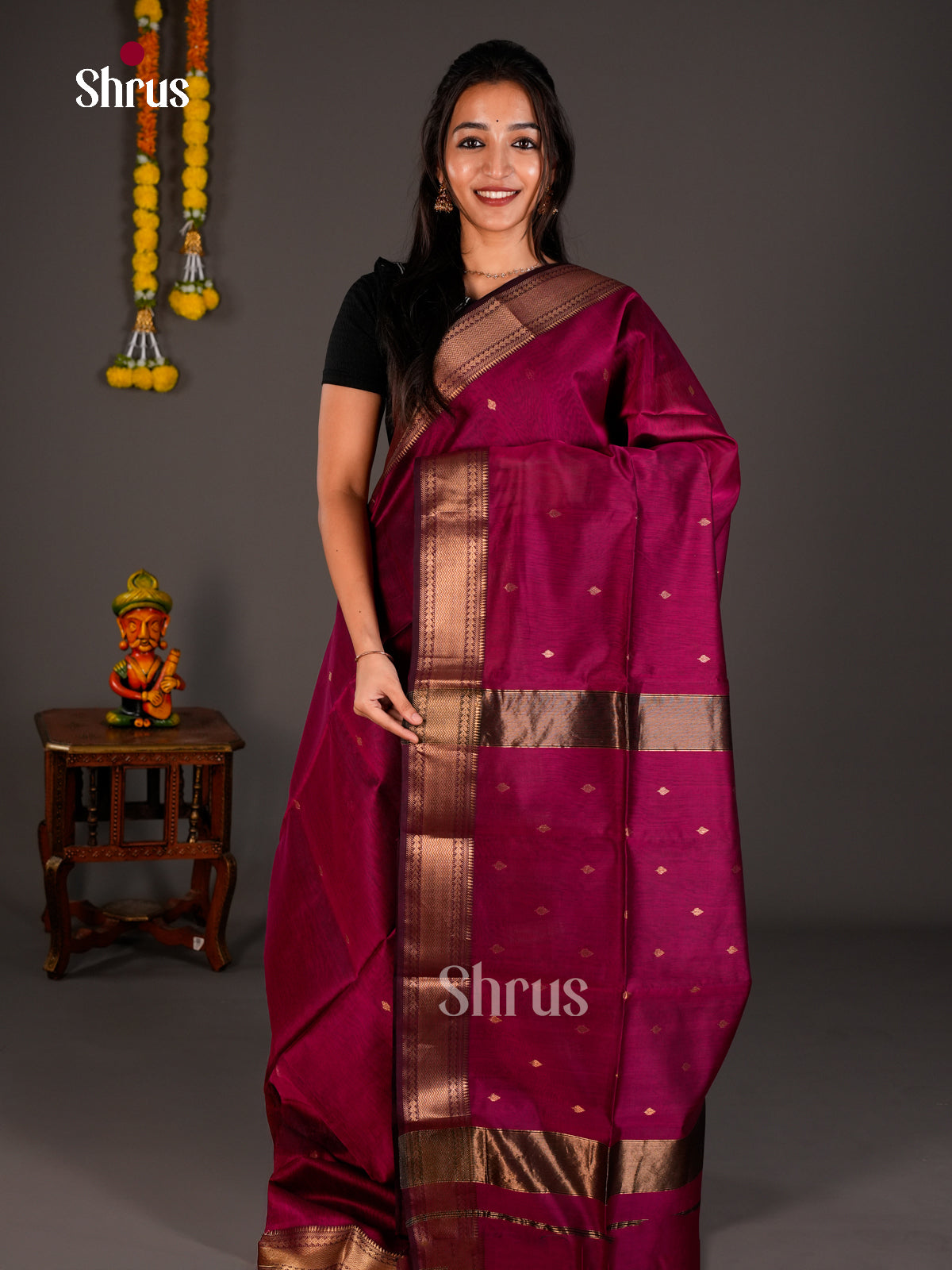 Maheshwari silkcotton Saree - ECS03284 - Shop on Shrus.com