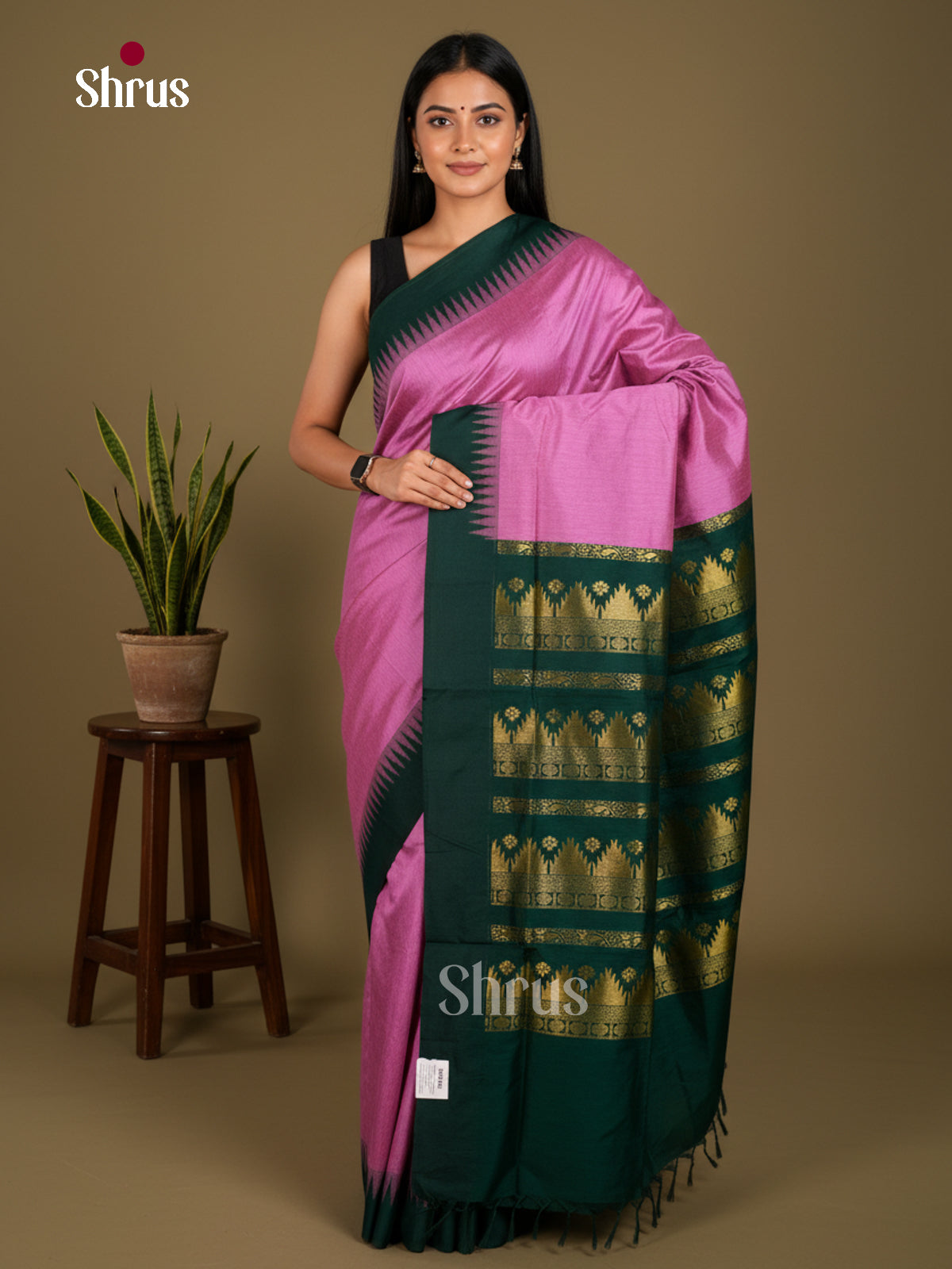 Pink &  Green  - Kalyani Cotton Saree - ECS04155 - Shop on Shrus.com