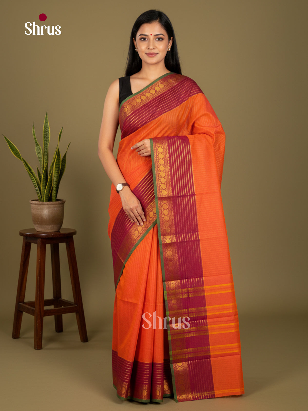 Chettinad Cotton-Without Blouse Saree - ECS04374 - Shop on Shrus.com