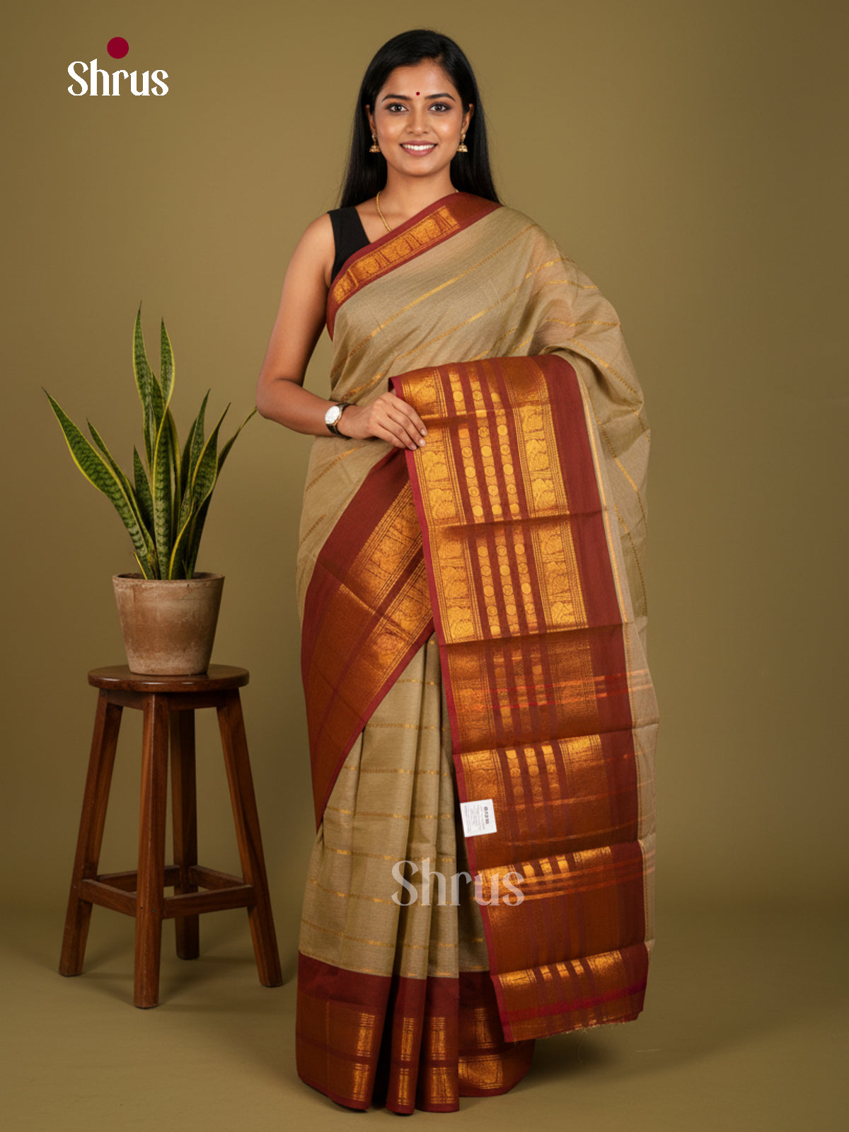 Chettinad Cotton-Without Blouse Saree - ECS04379 - Shop on Shrus.com
