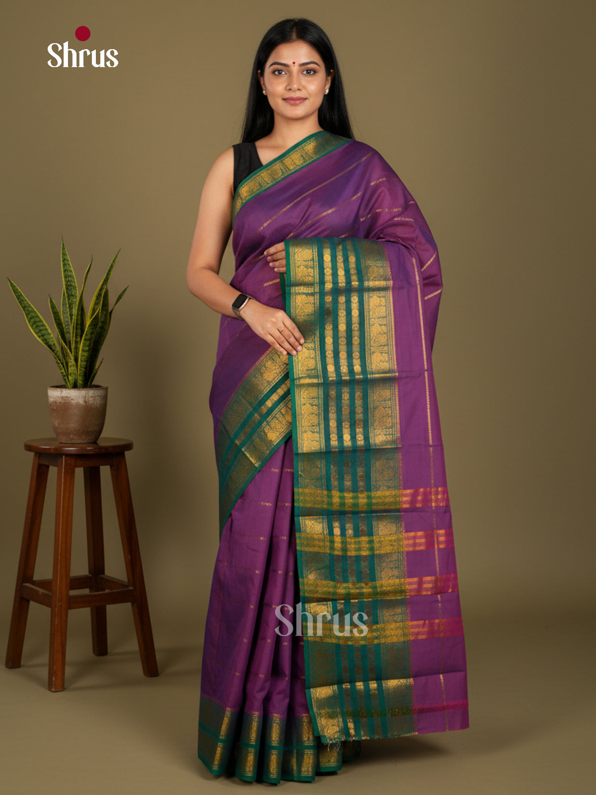 Chettinad Cotton-Without Blouse Saree - ECS04380 - Shop on Shrus.com