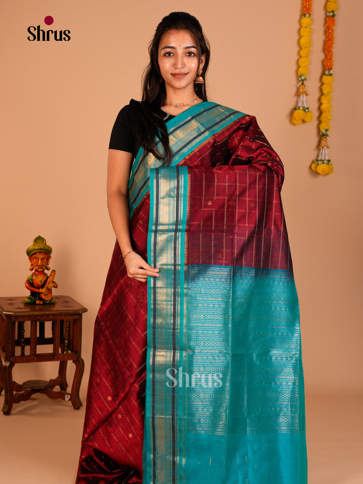 Silk Cotton Saree - ECS05056 - Shop on Shrus.com