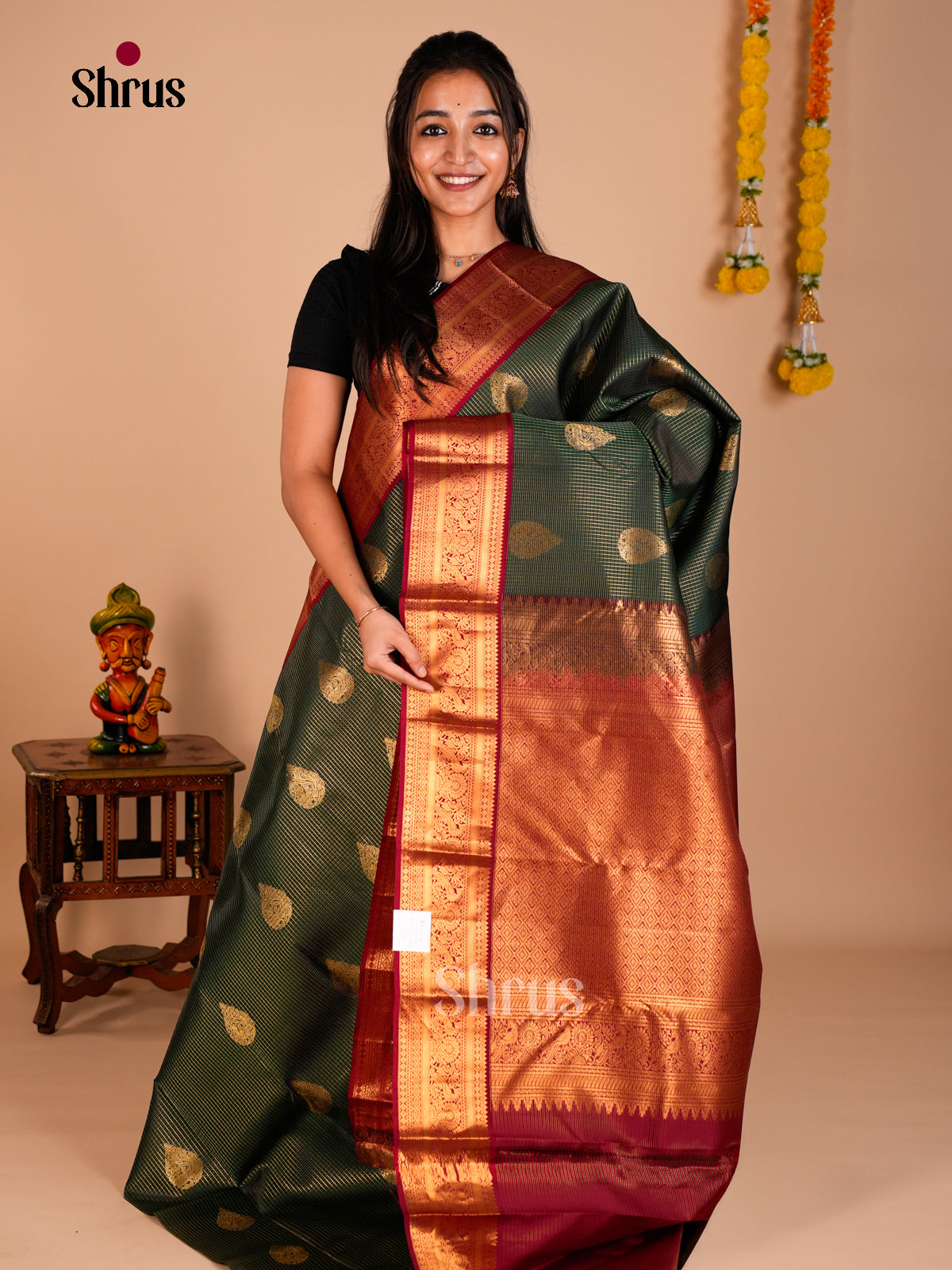 Kanchipuram silk Saree - ECS06185 - Shop on Shrus.com