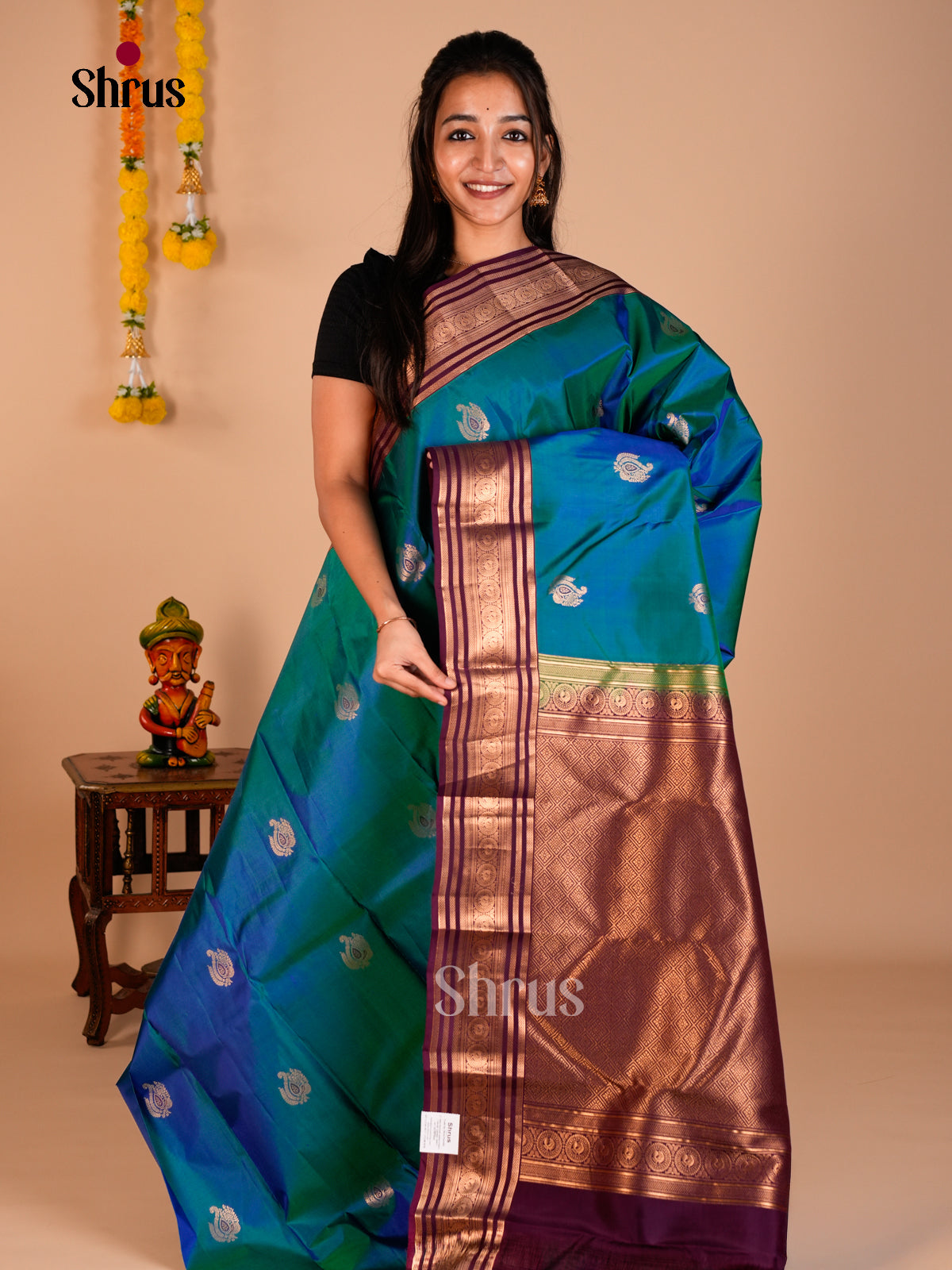 Kanchipuram silk Saree - ECS06189 - Shop on Shrus.com