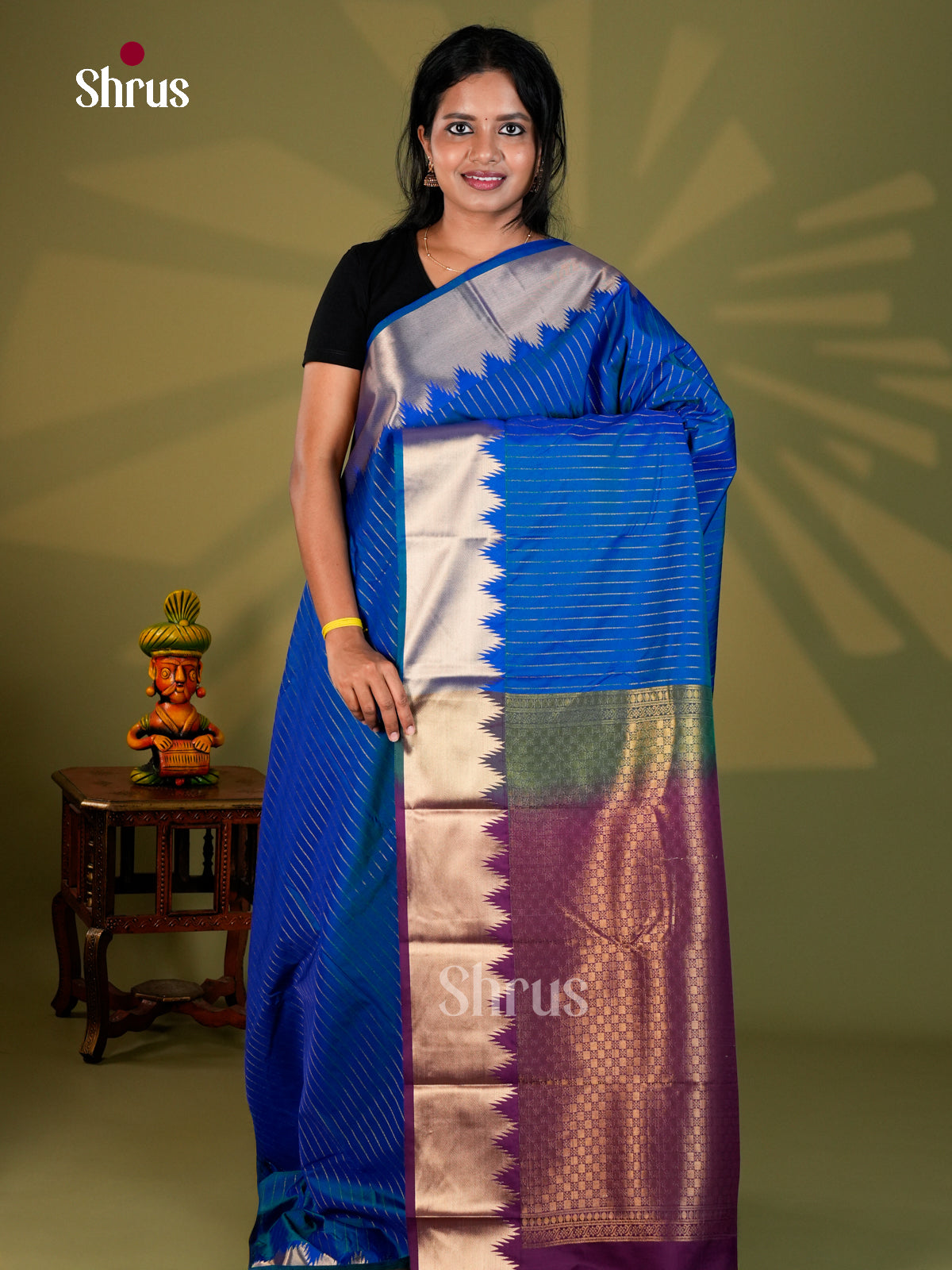 Semi Kanchipuram Saree - ECS09002 - Shop on Shrus.com