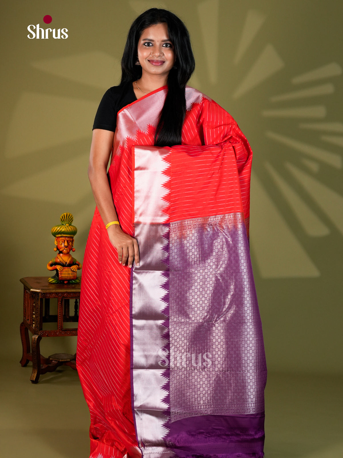 Semi Kanchipuram Saree - ECS09007 - Shop on Shrus.com