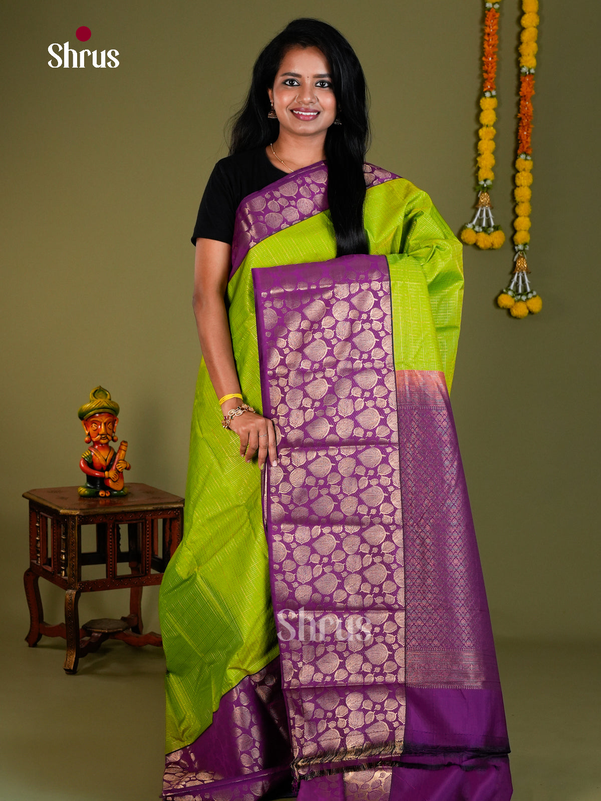Semi Kanchipuram Saree - ECS09189 - Shop on Shrus.com