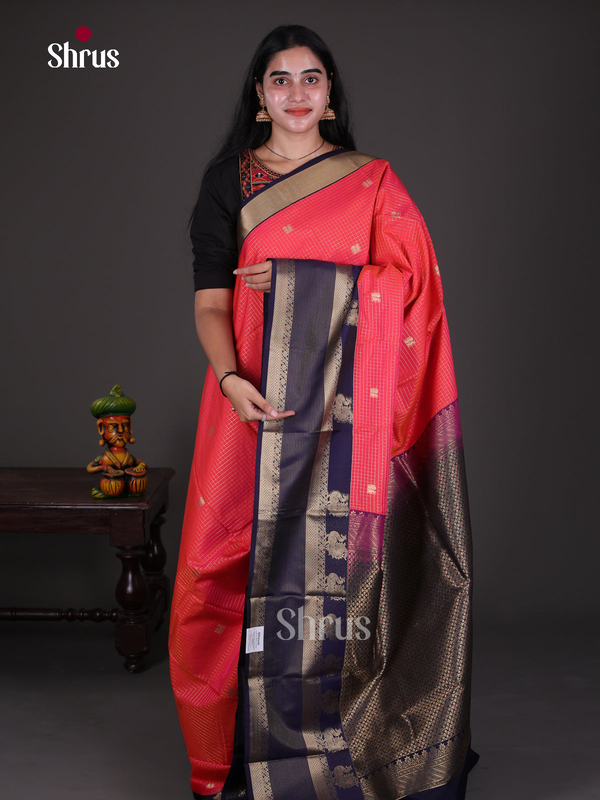 Semi Kanchipuram Saree - ECS09237 - Shop on Shrus.com
