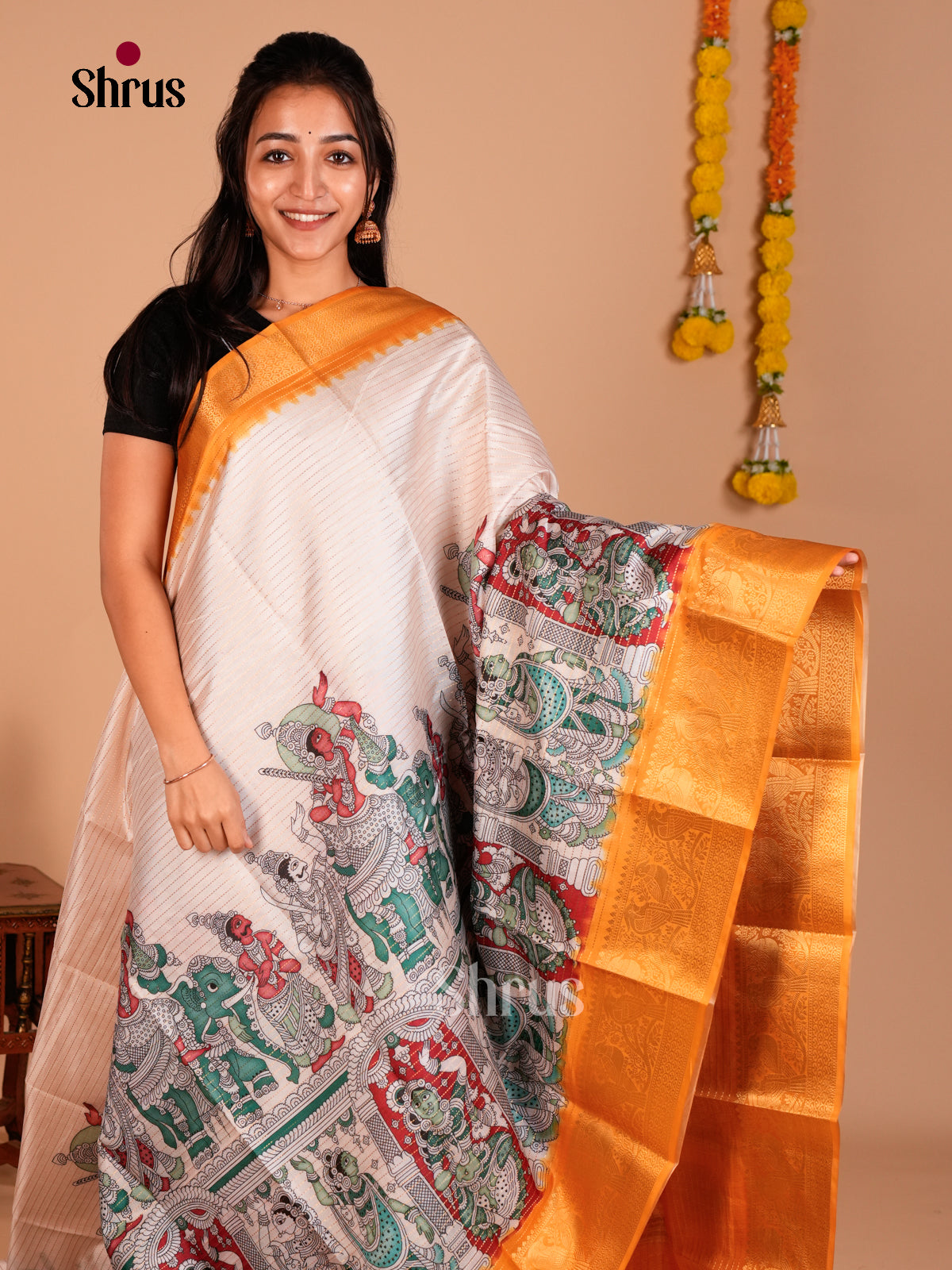 Semi Tussar Saree - ECS09268 - Shop on Shrus.com