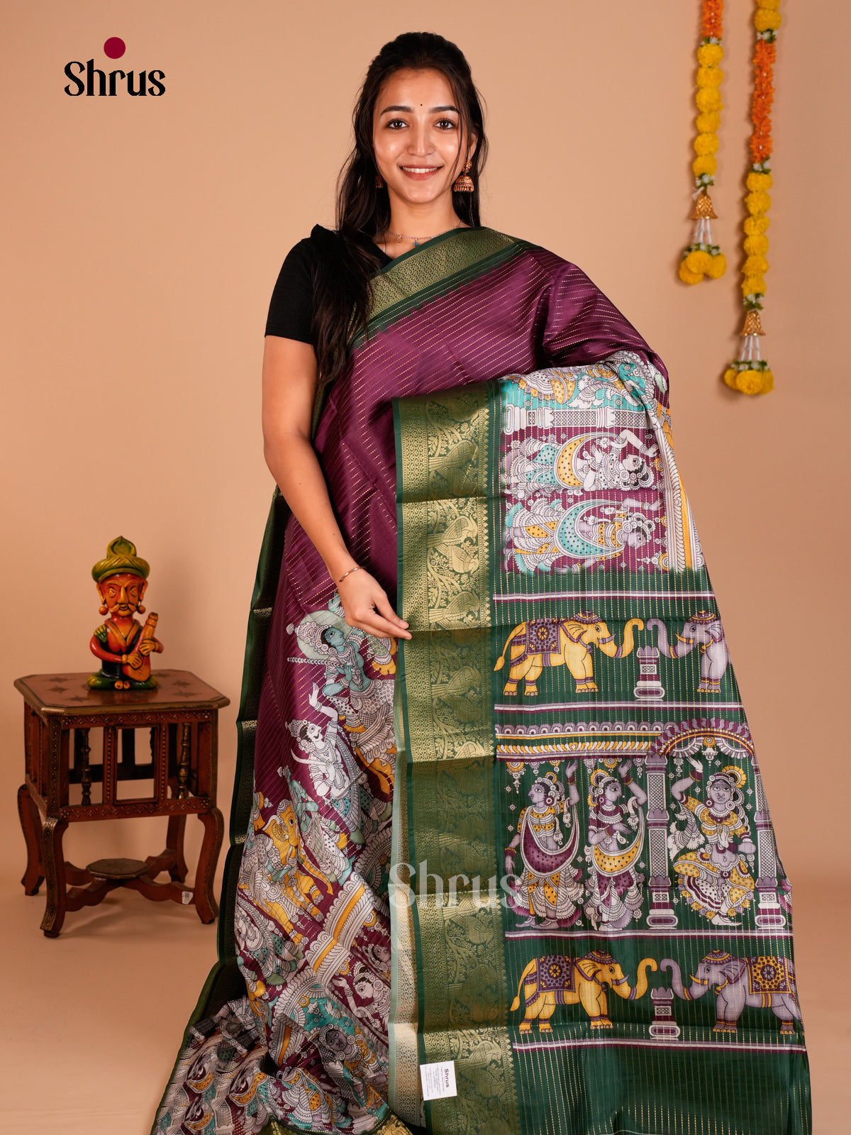 Semi Tussar Saree - ECS09279 - Shop on Shrus.com