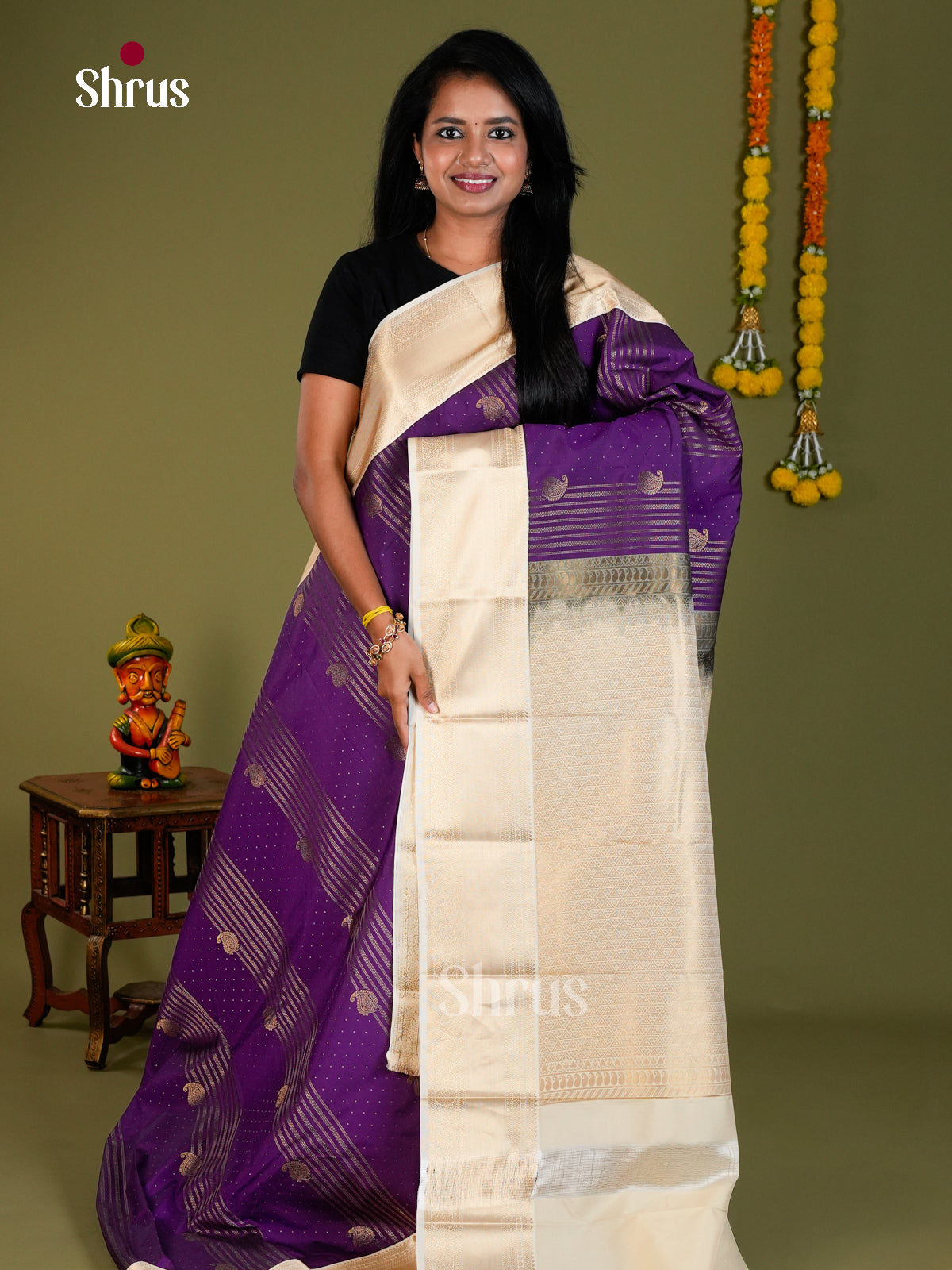 Semi Kanchipuram Saree - ECS10004 - Shop on Shrus.com